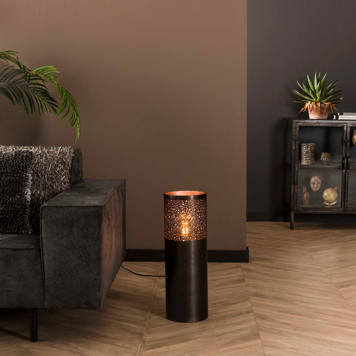 Vloerlamp Ø20 Cilinder - 20x20x60 cm - Zwart Nikkel