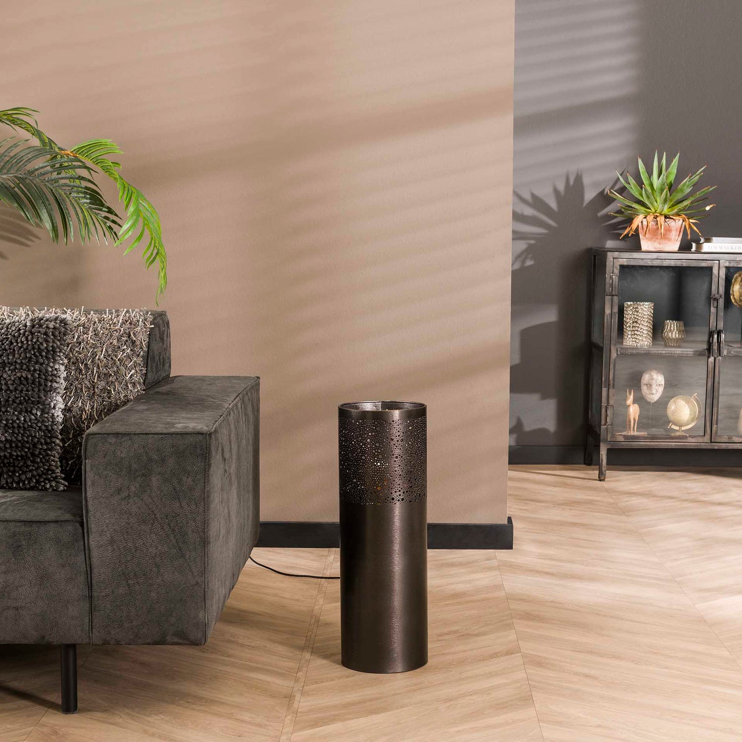 Vloerlamp Ø20 Cilinder - 20x20x60 cm - Zwart Nikkel