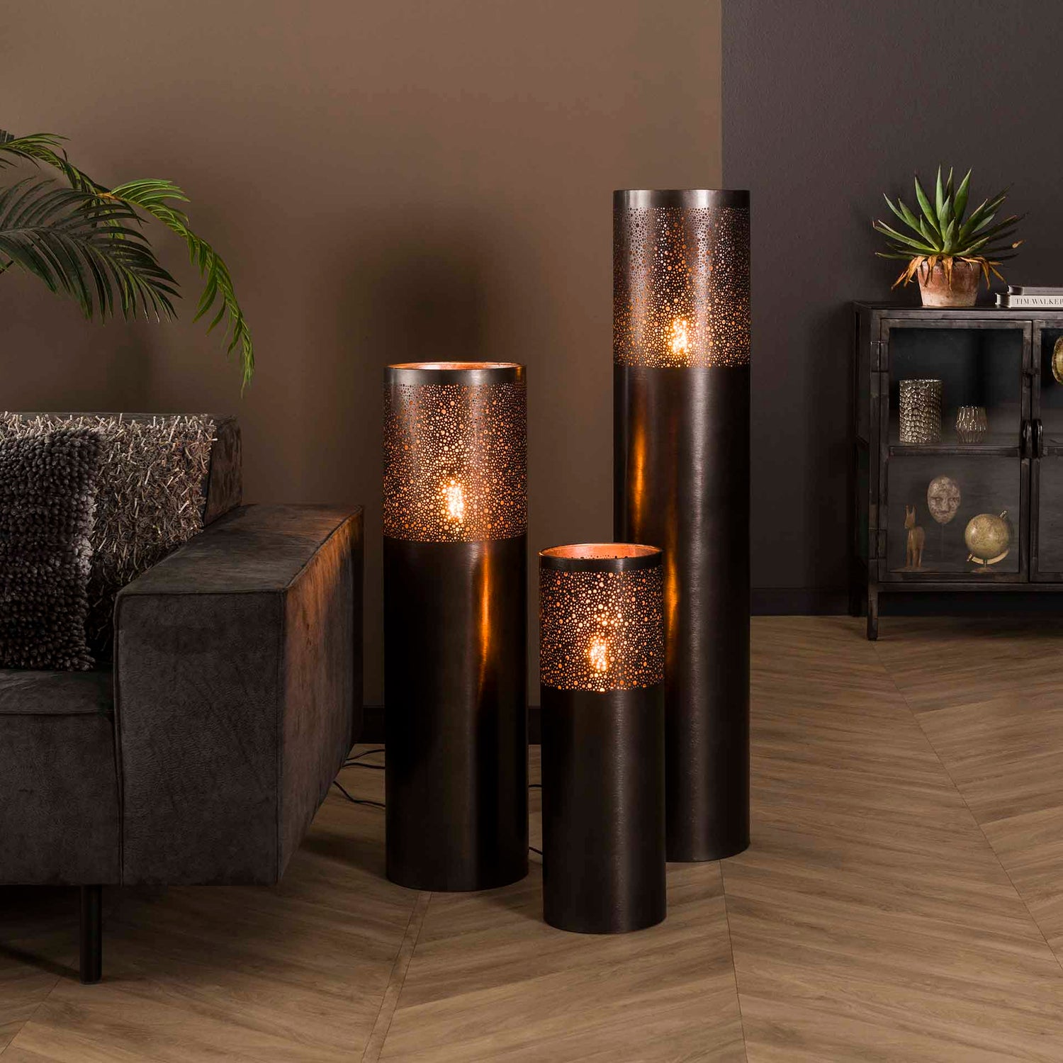 Vloerlamp Ø20 Cilinder - 20x20x60 cm - Zwart Nikkel