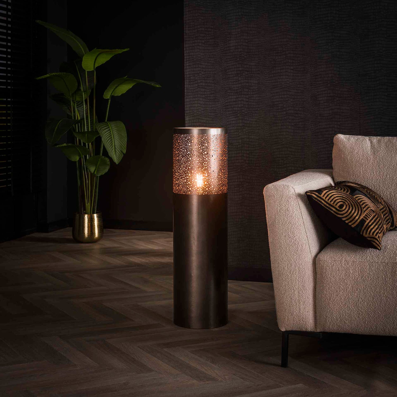 Vloerlamp Ø25 Cilinder - 25x25x90 cm - Zwart Nikkel