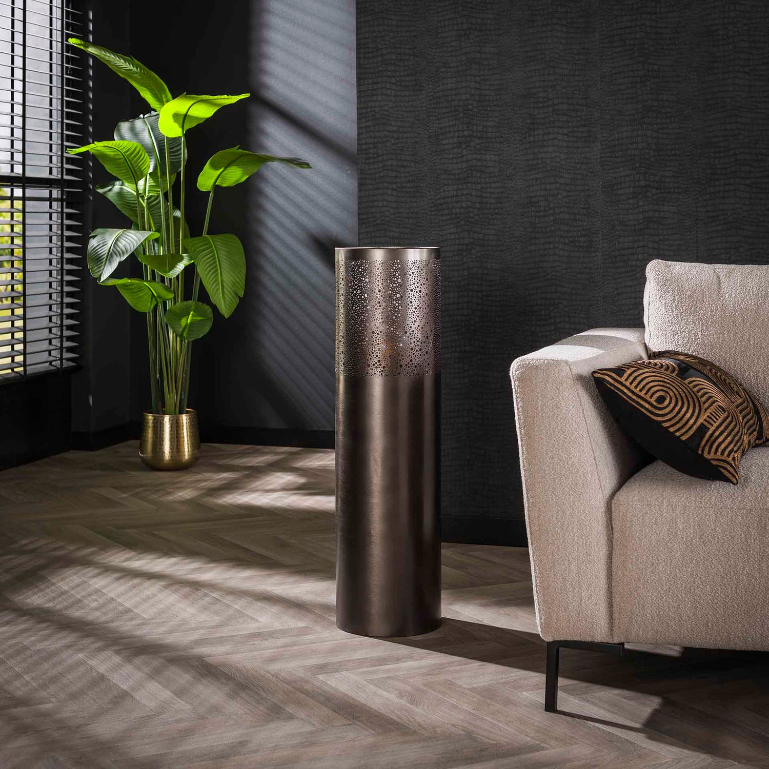 Vloerlamp Ø25 Cilinder - 25x25x90 cm - Zwart Nikkel