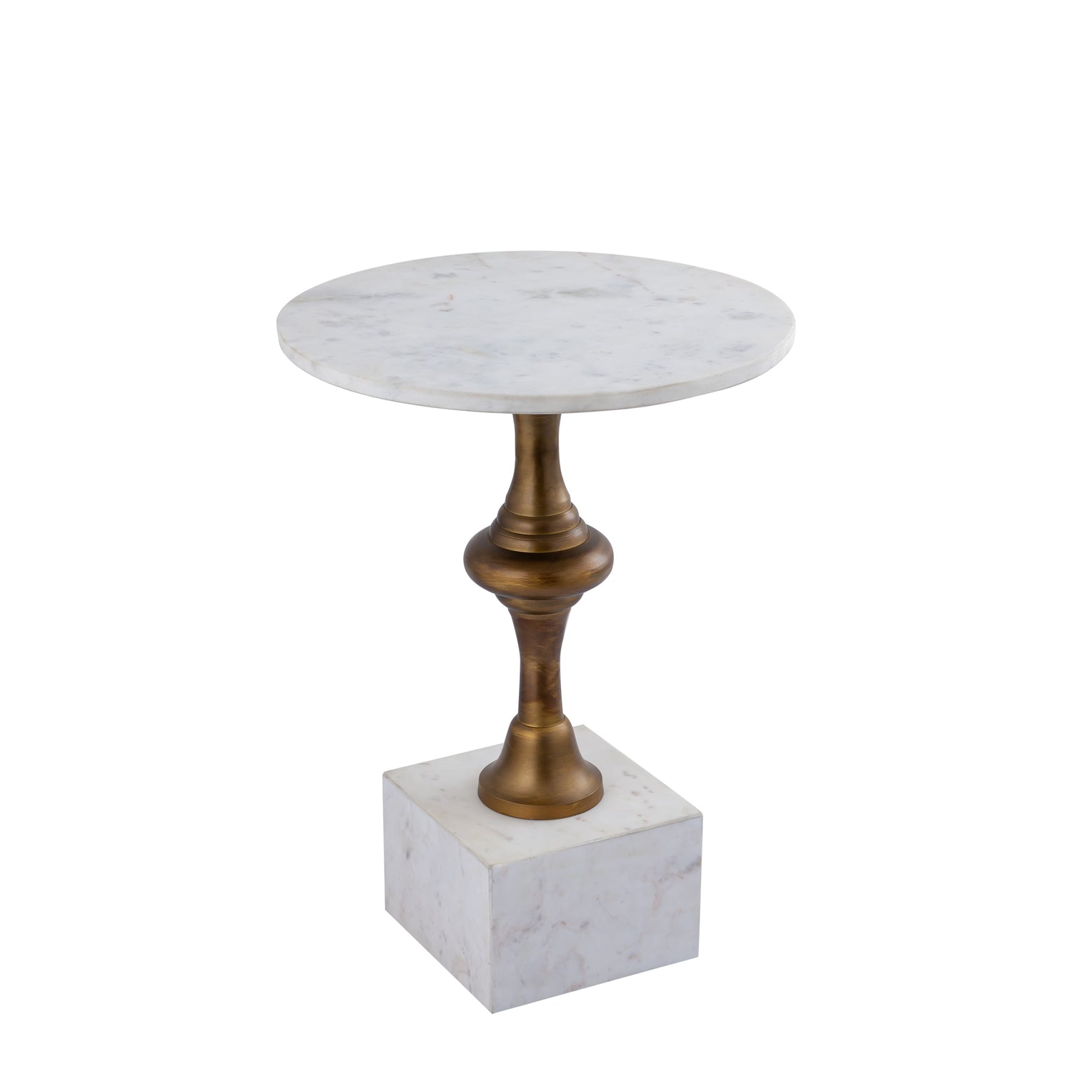 Alano White Marble Side Table W Alu Gold Table Leg