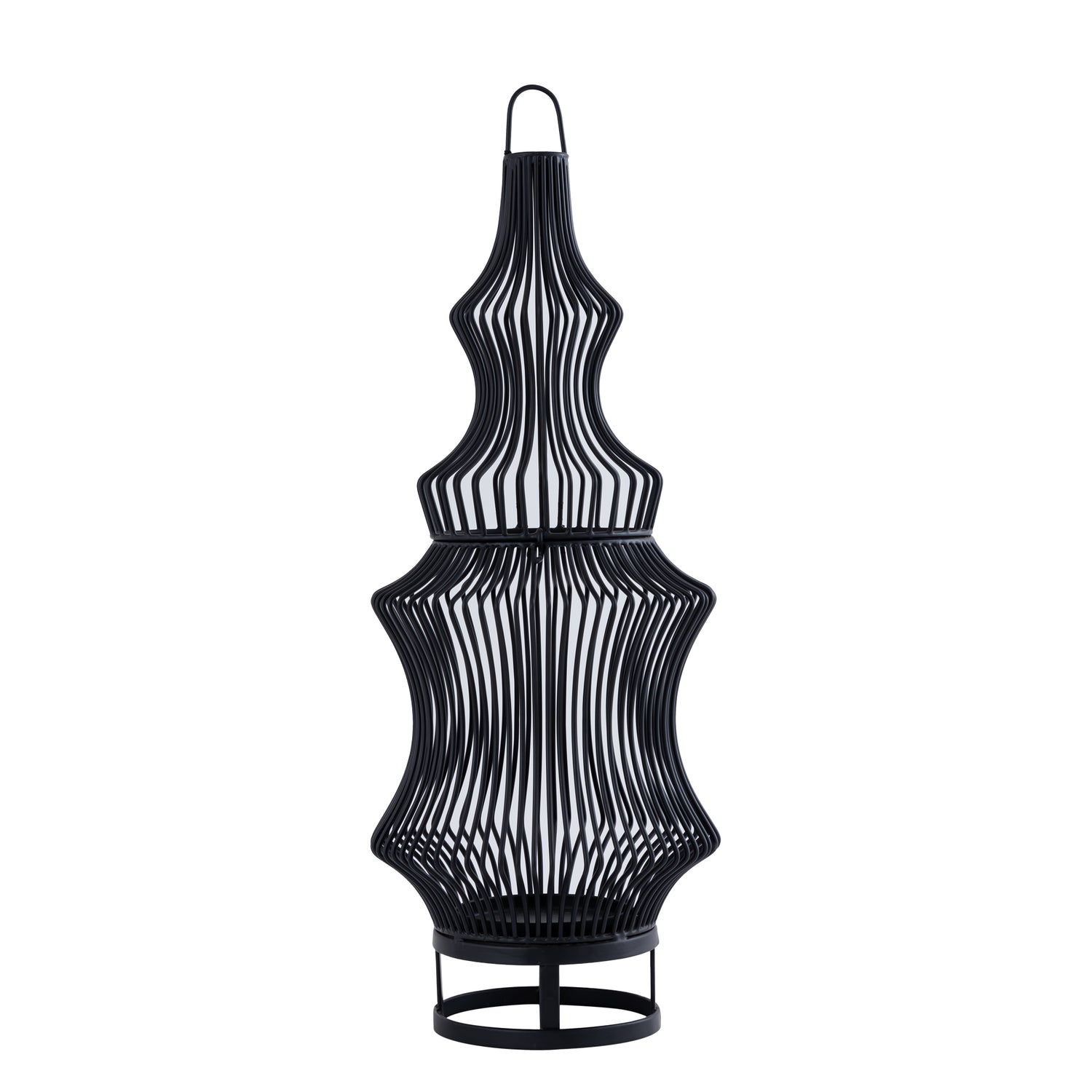 Tobin Black Iron Round Wired Shaped Lantern