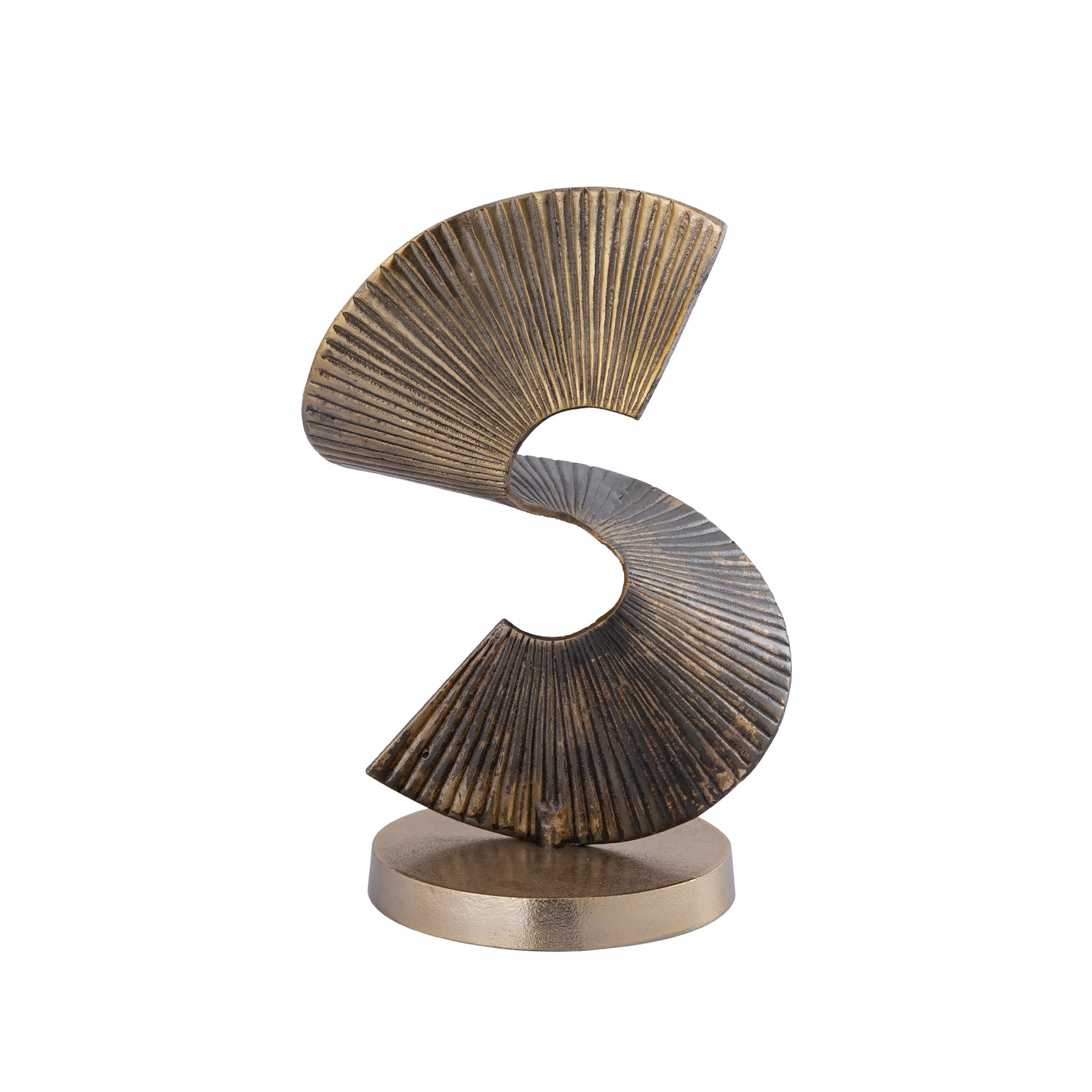 Manoa Gold Alu Spiral Shaped Statue Ribbed