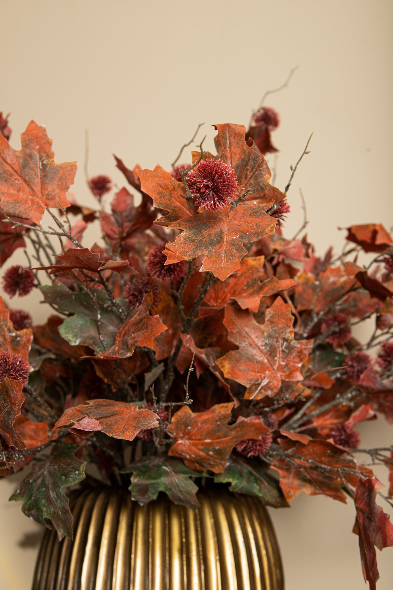 Twig Plant Red Green Maple Spray With Chestnut