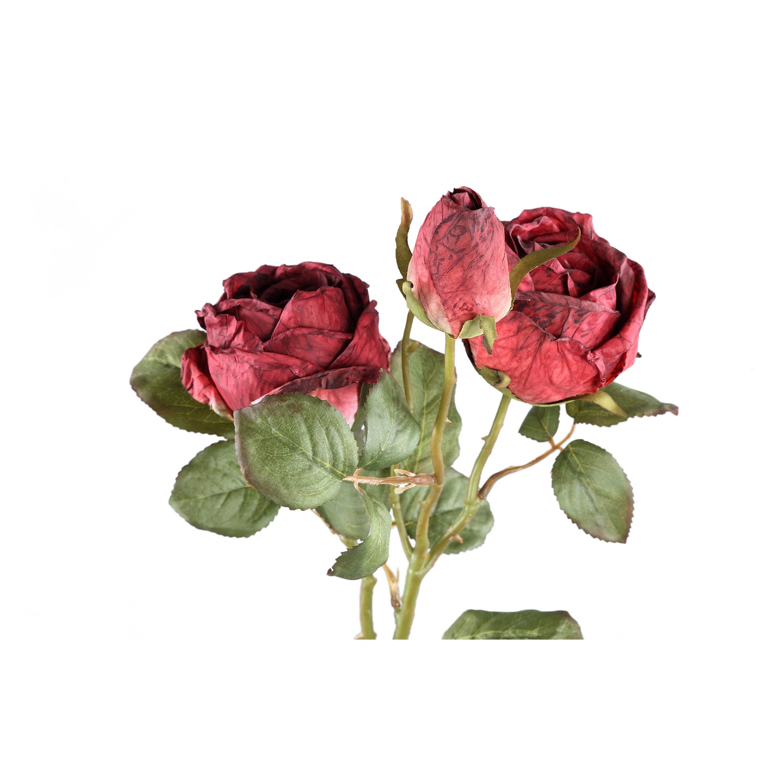 Rose Flower Red Rose Spray With Bud And Leaves