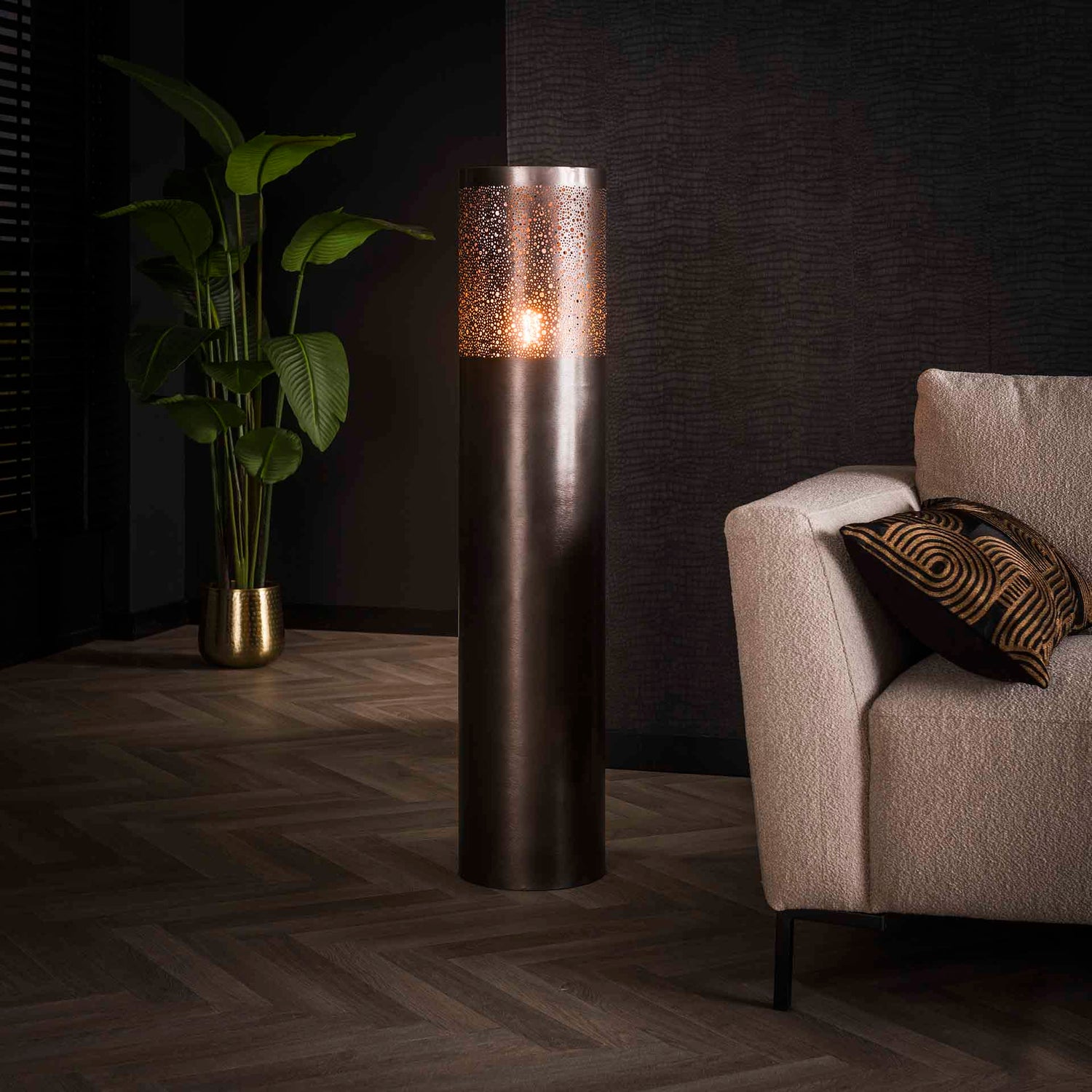 Vloerlamp Ø25 Cilinder - 25x25x120 cm - Zwart Nikkel