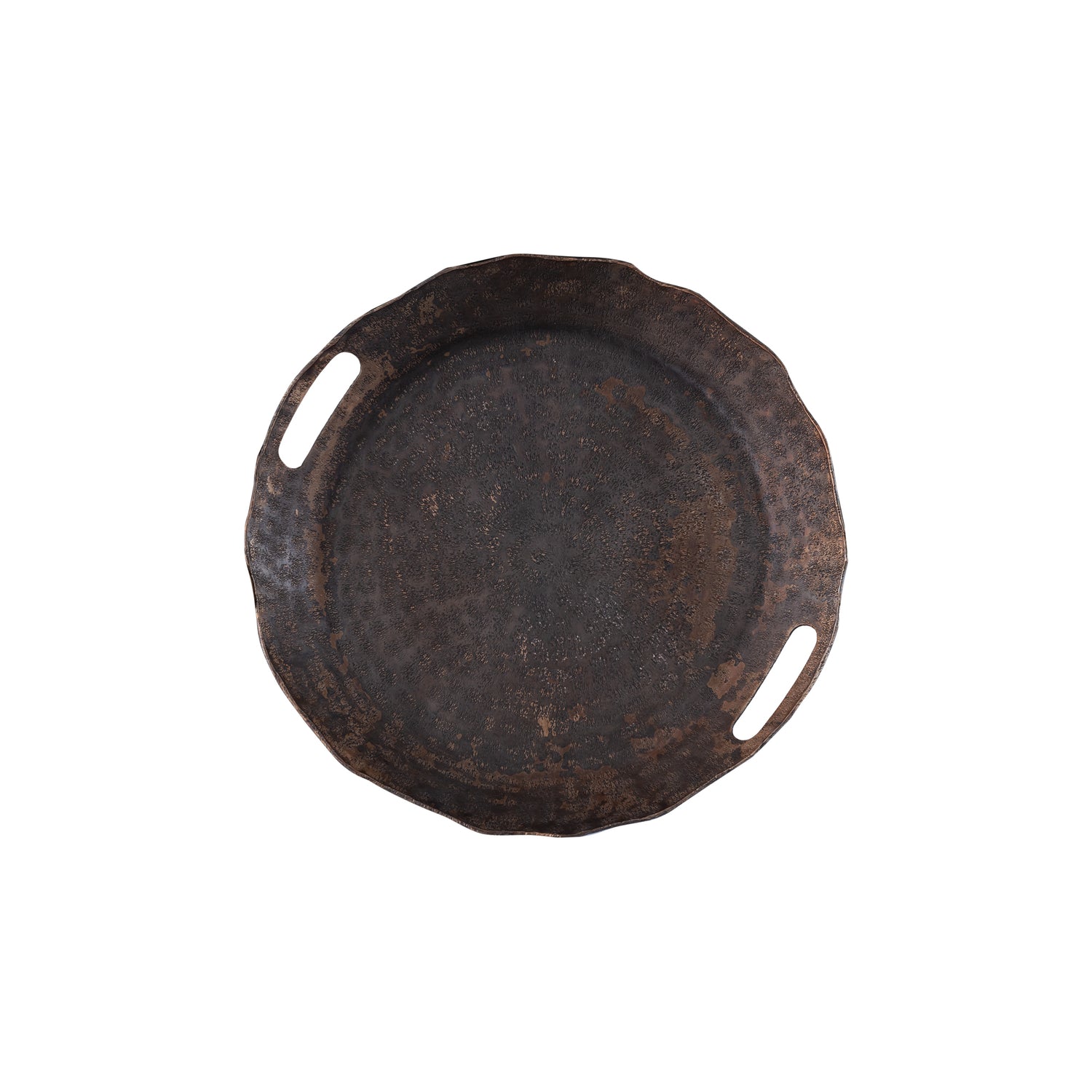 Semin Copper Alu Round Rustic Tray Wavy Edge S