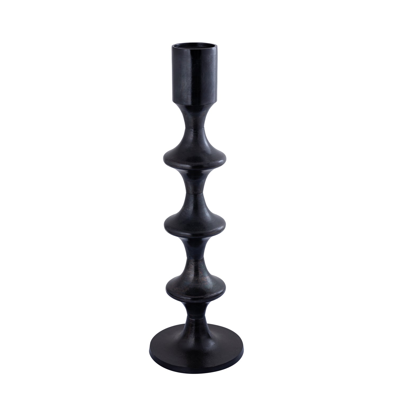 Taika Black Alu Round Candle Holder Tabs High