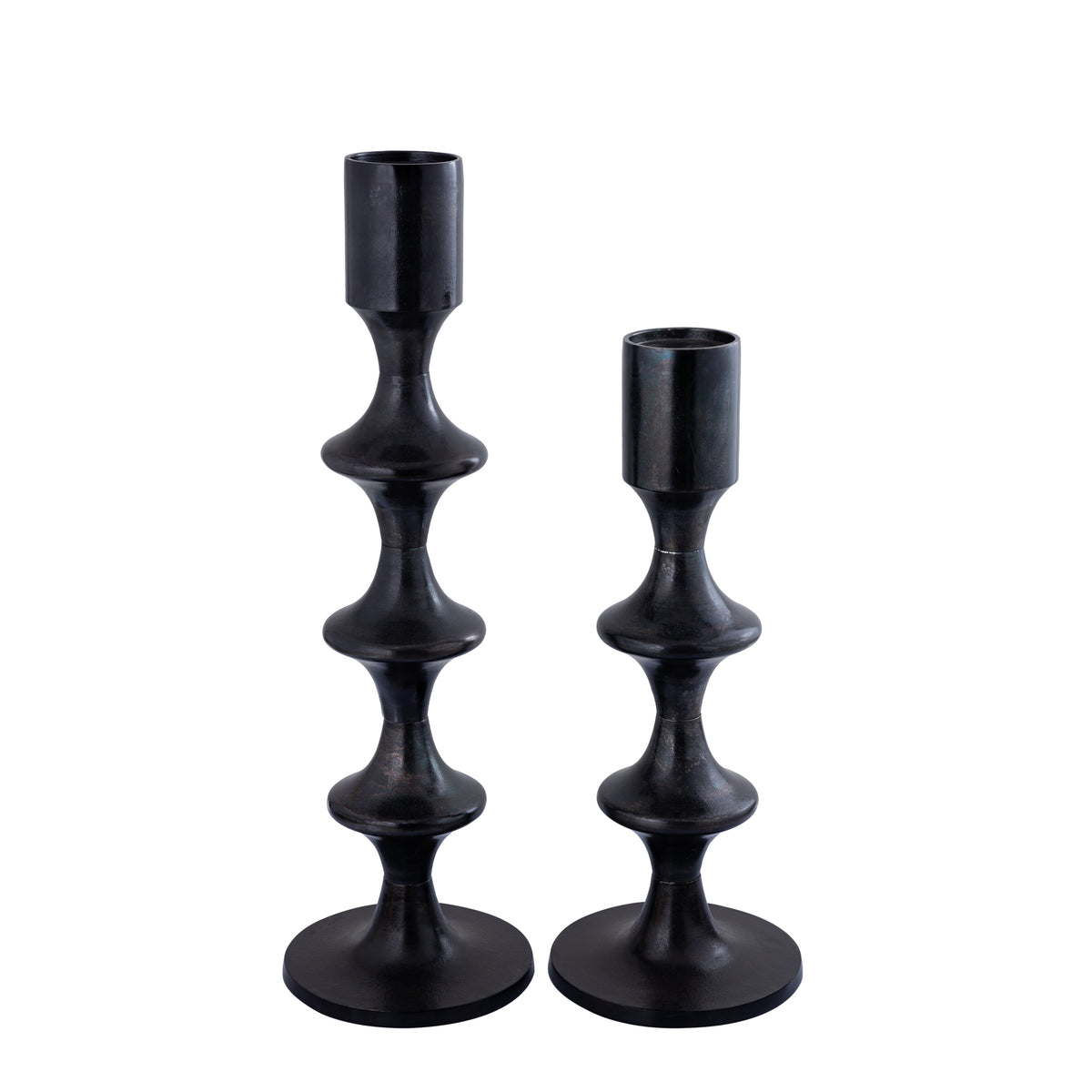 Taika Black Alu Round Candle Holder Tabs High
