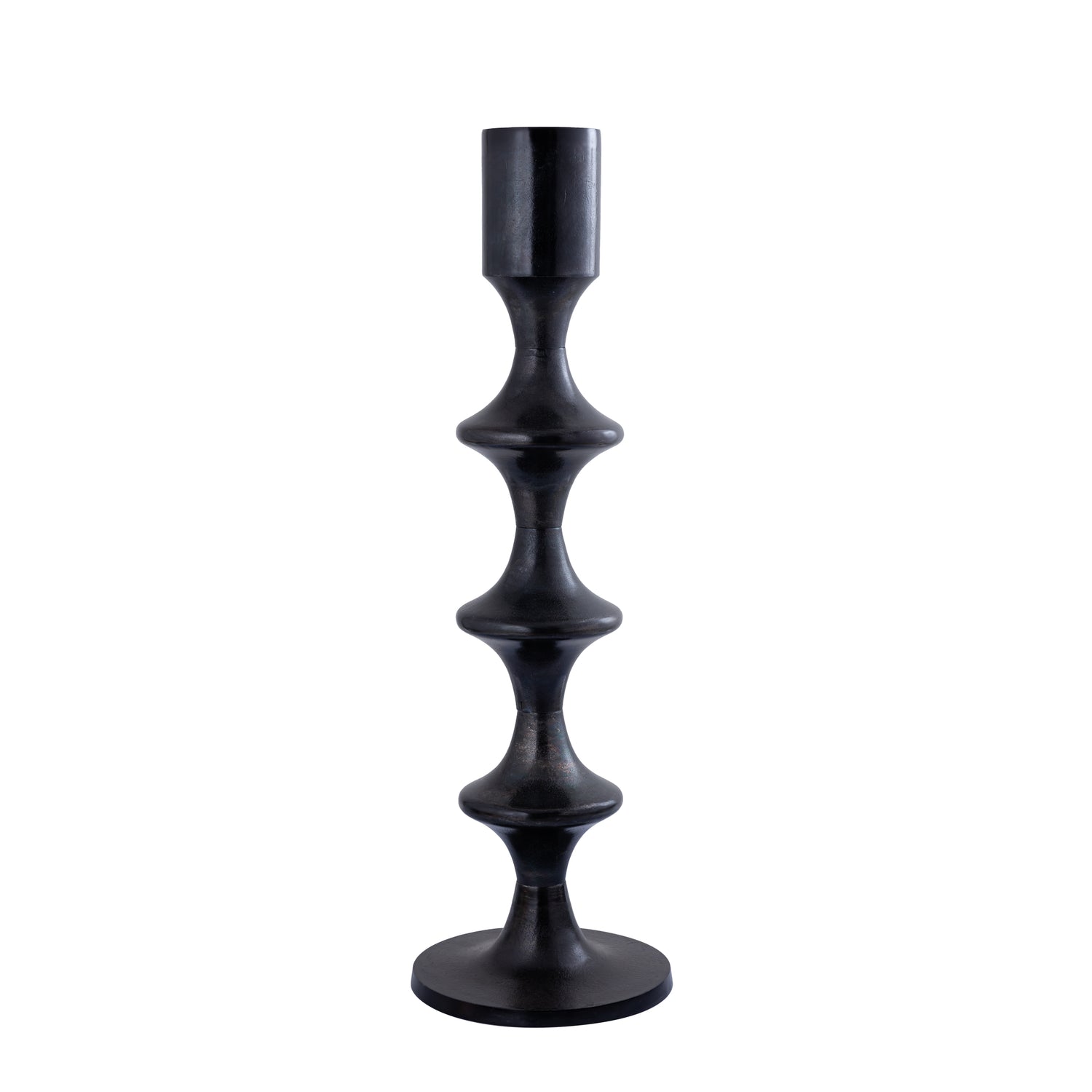 Taika Black Alu Round Candle Holder Tabs High