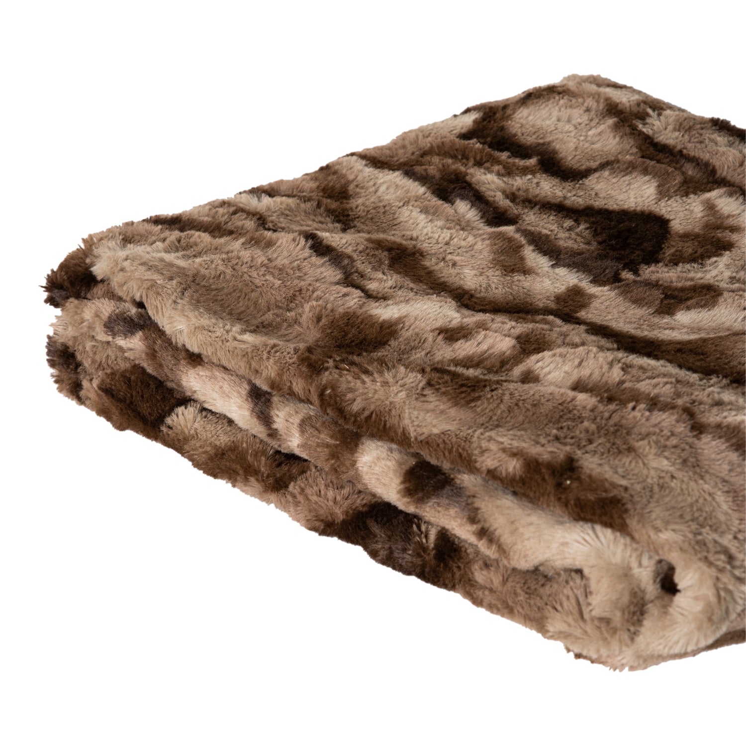 Clarisse Brown Artificial Fur Plaid Rectangle S