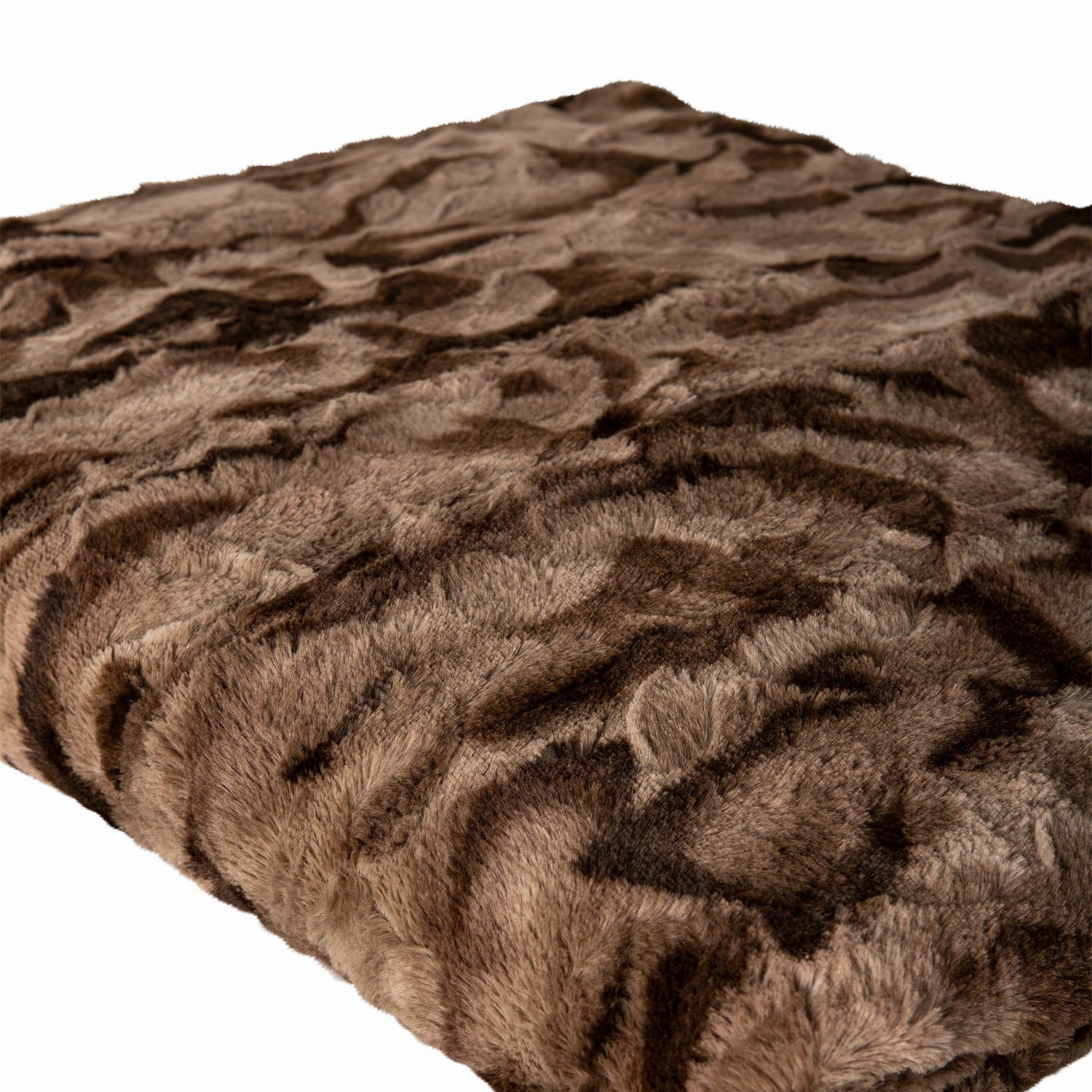 Clarisse Brown Artificial Fur Plaid Rectangle L