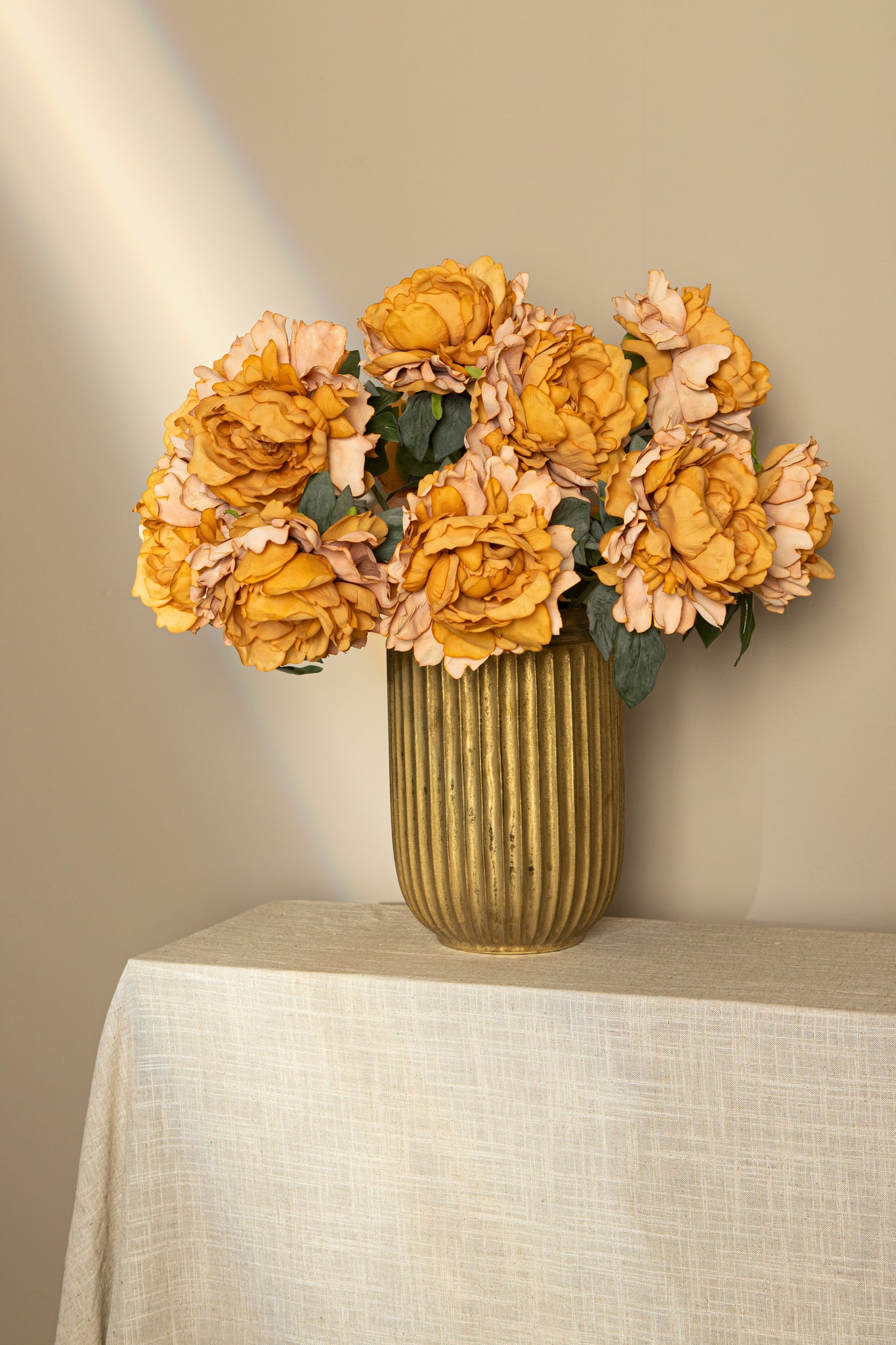 Peony Flower Orange With Flocked Leaves