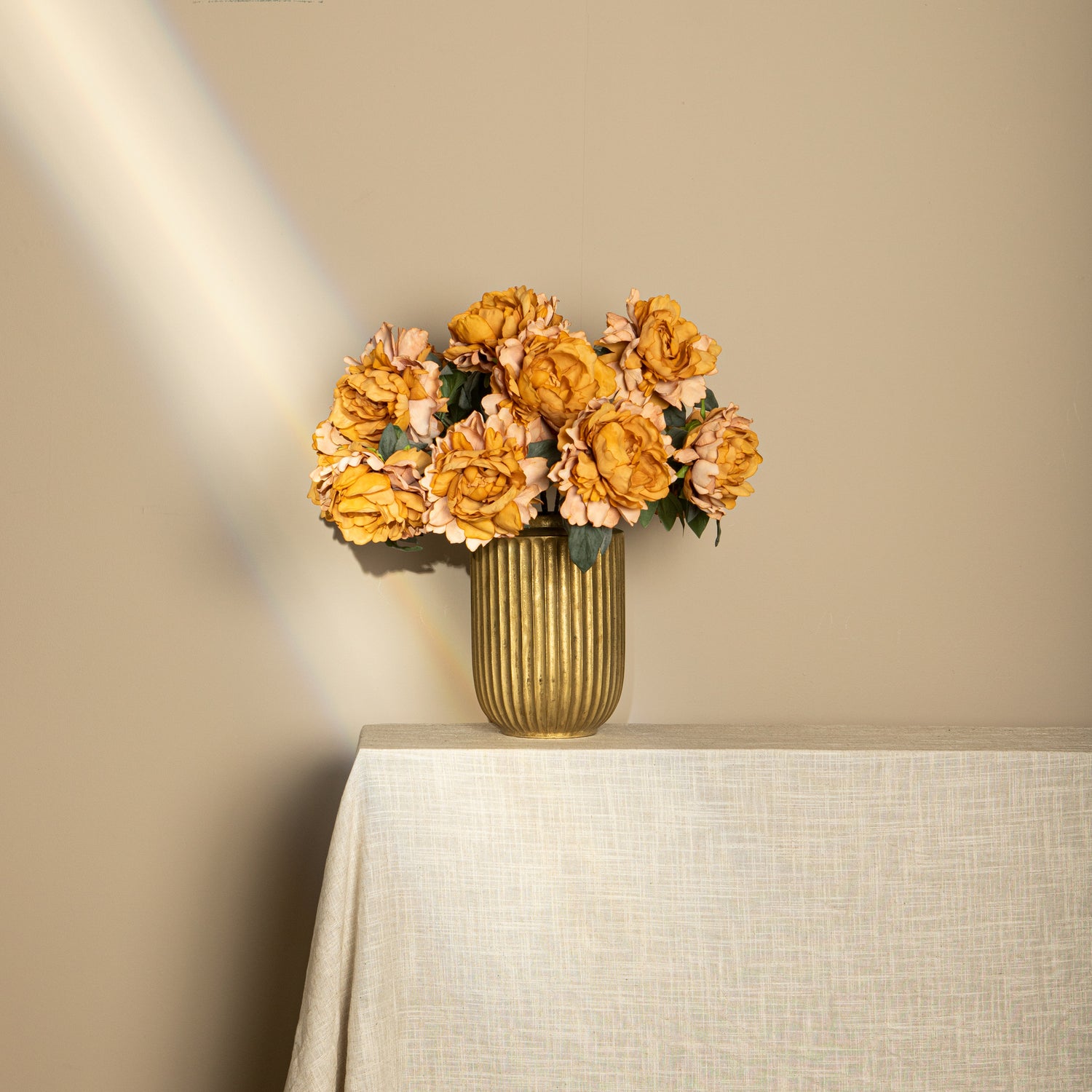 Peony Flower Orange With Flocked Leaves