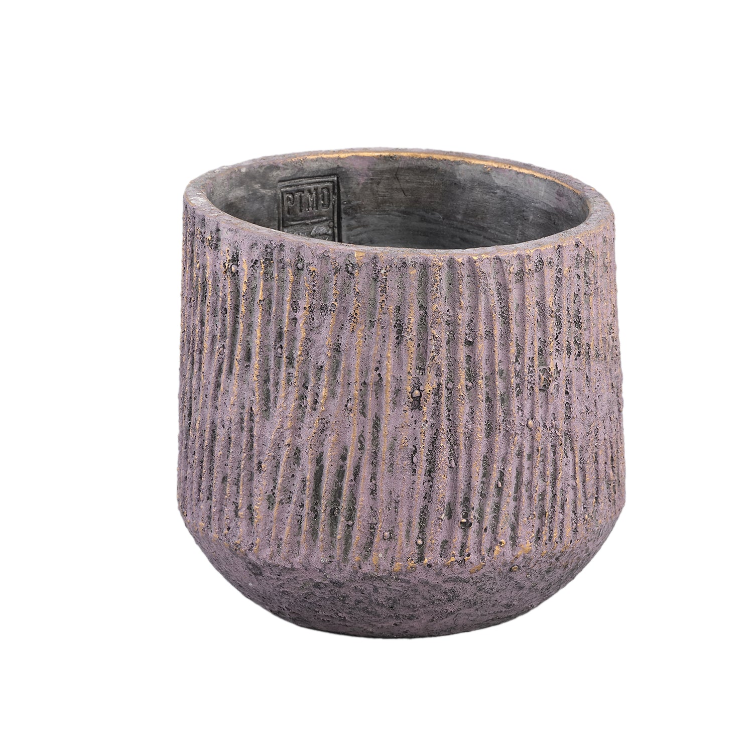 Holden Purple Cement Pot Round Gold Finish L