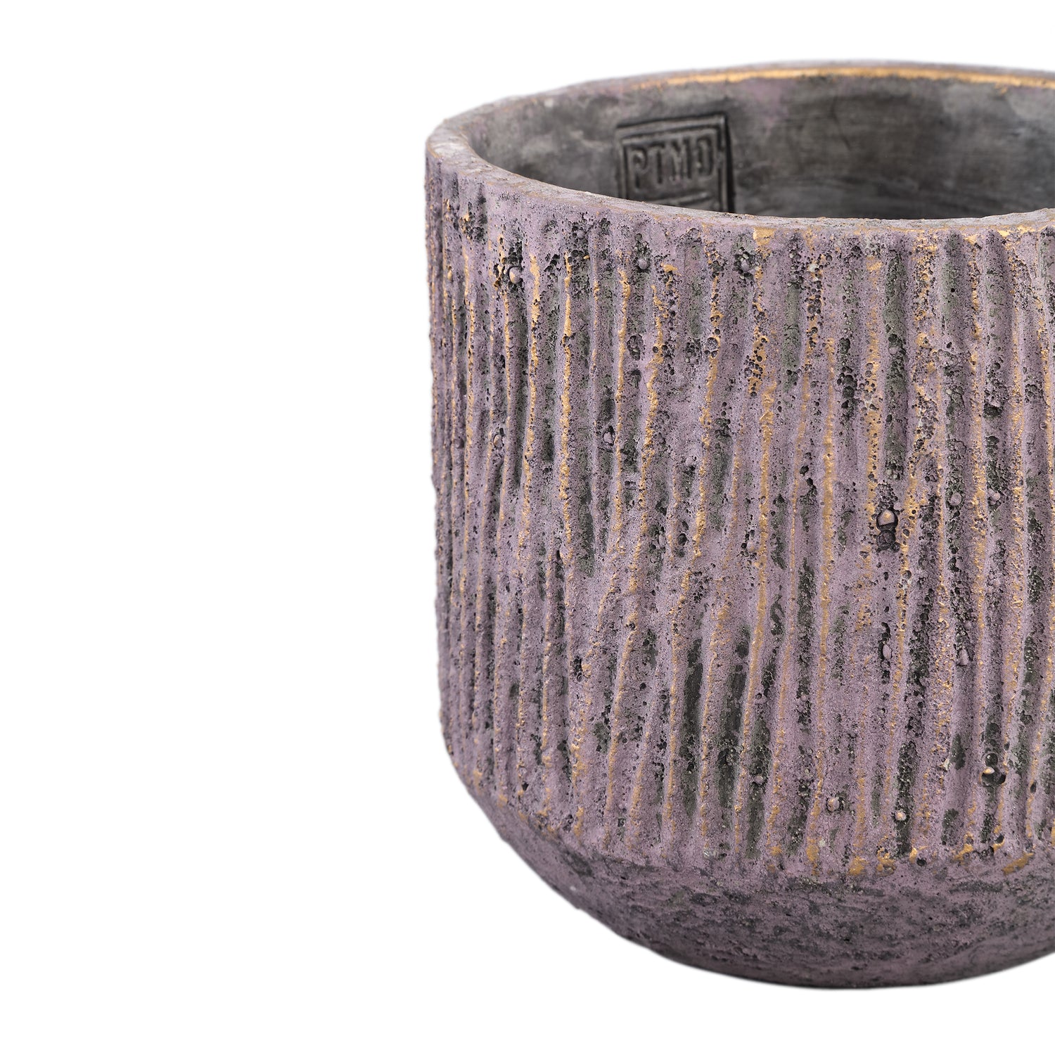 Holden Purple Cement Pot Round Gold Finish L