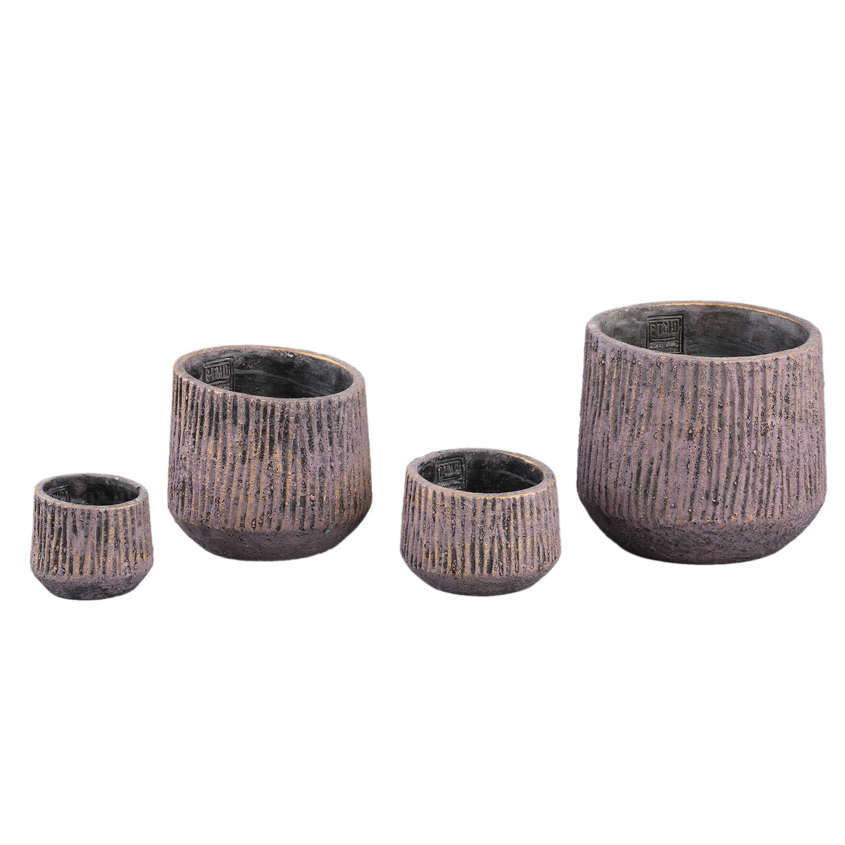 Holden Purple Cement Pot Round Gold Finish L