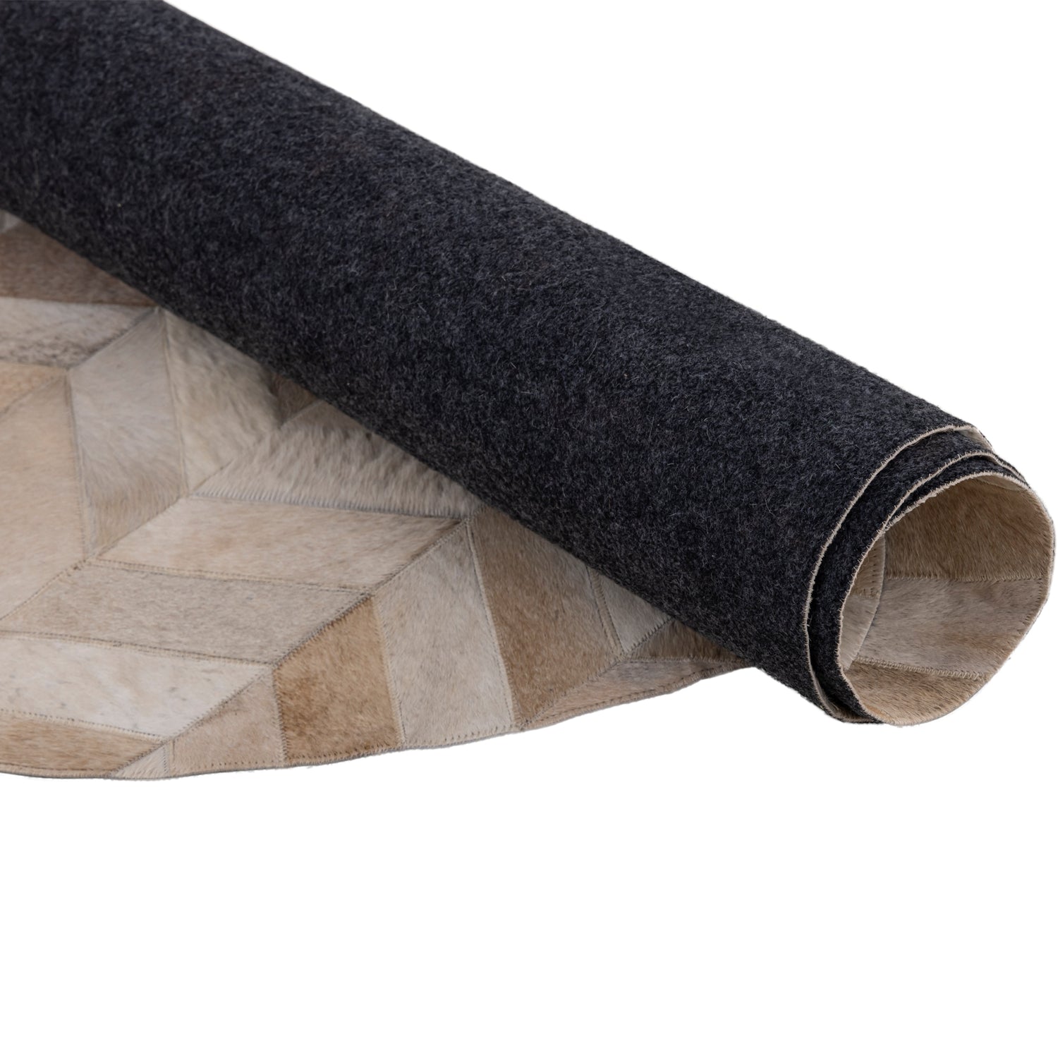 Joanne Beige Cowhair Patchwork Carpet Oval L