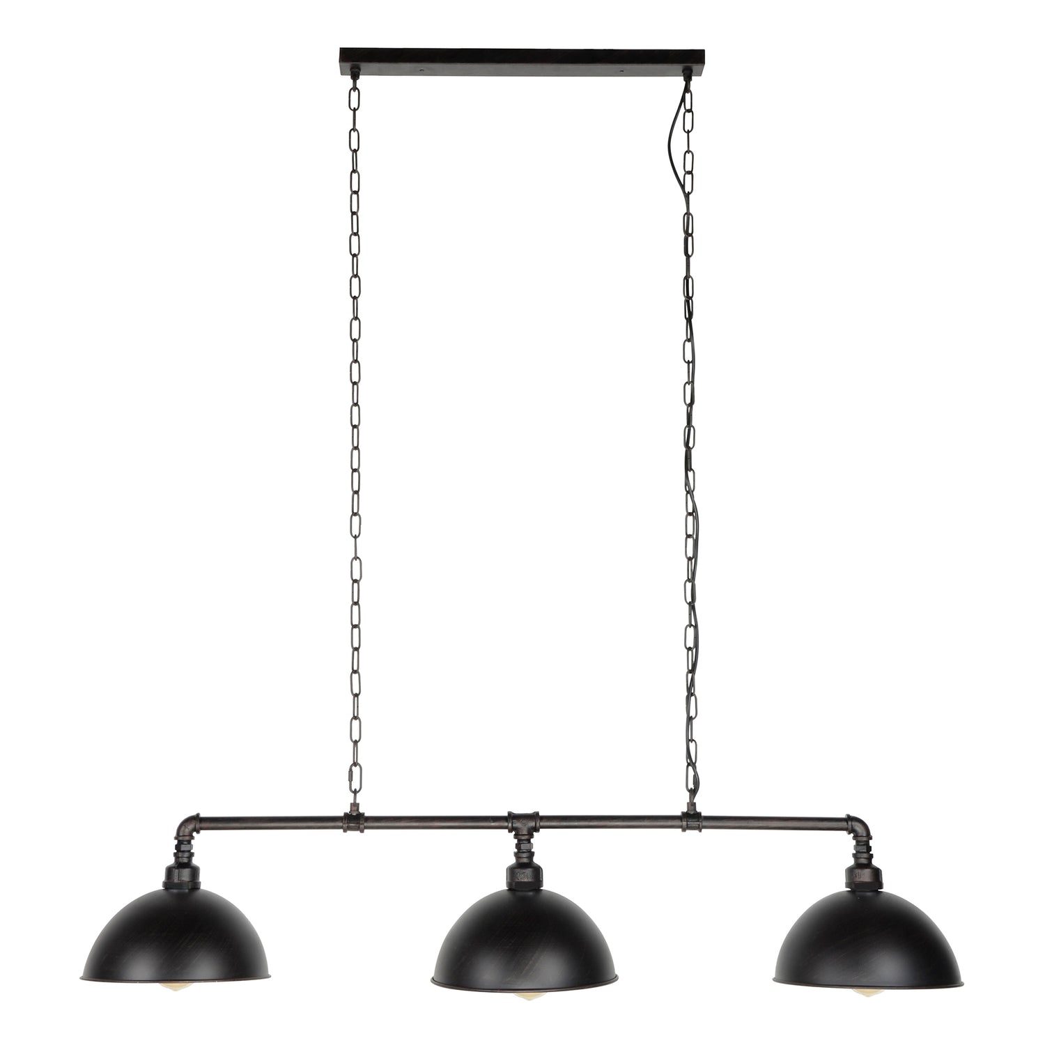 Hanglamp met 3 Lampen Halfronde Kap Industrial Tube - 118x25x150 cm - Zwart