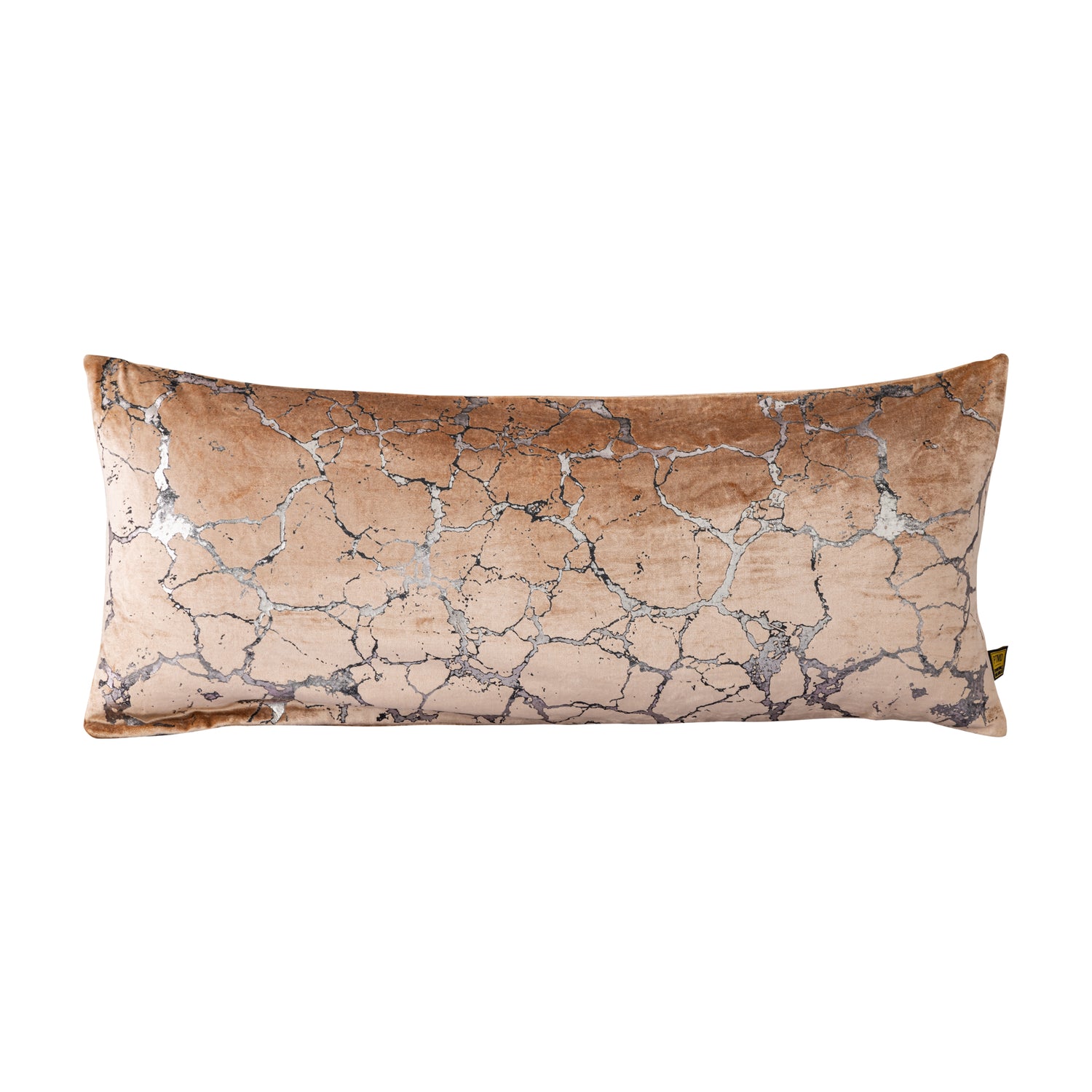 Kyleen Gold Velvet Rect Cushion Crackle Print