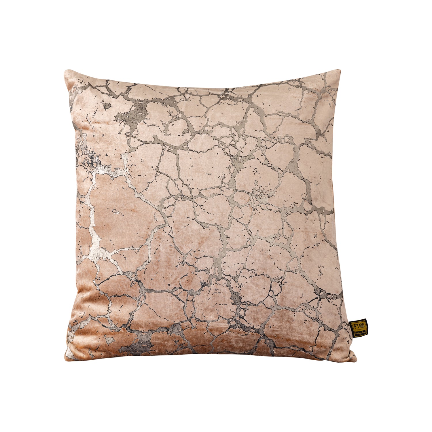 Kyleen Gold Velvet Square Cushion Crackle Print