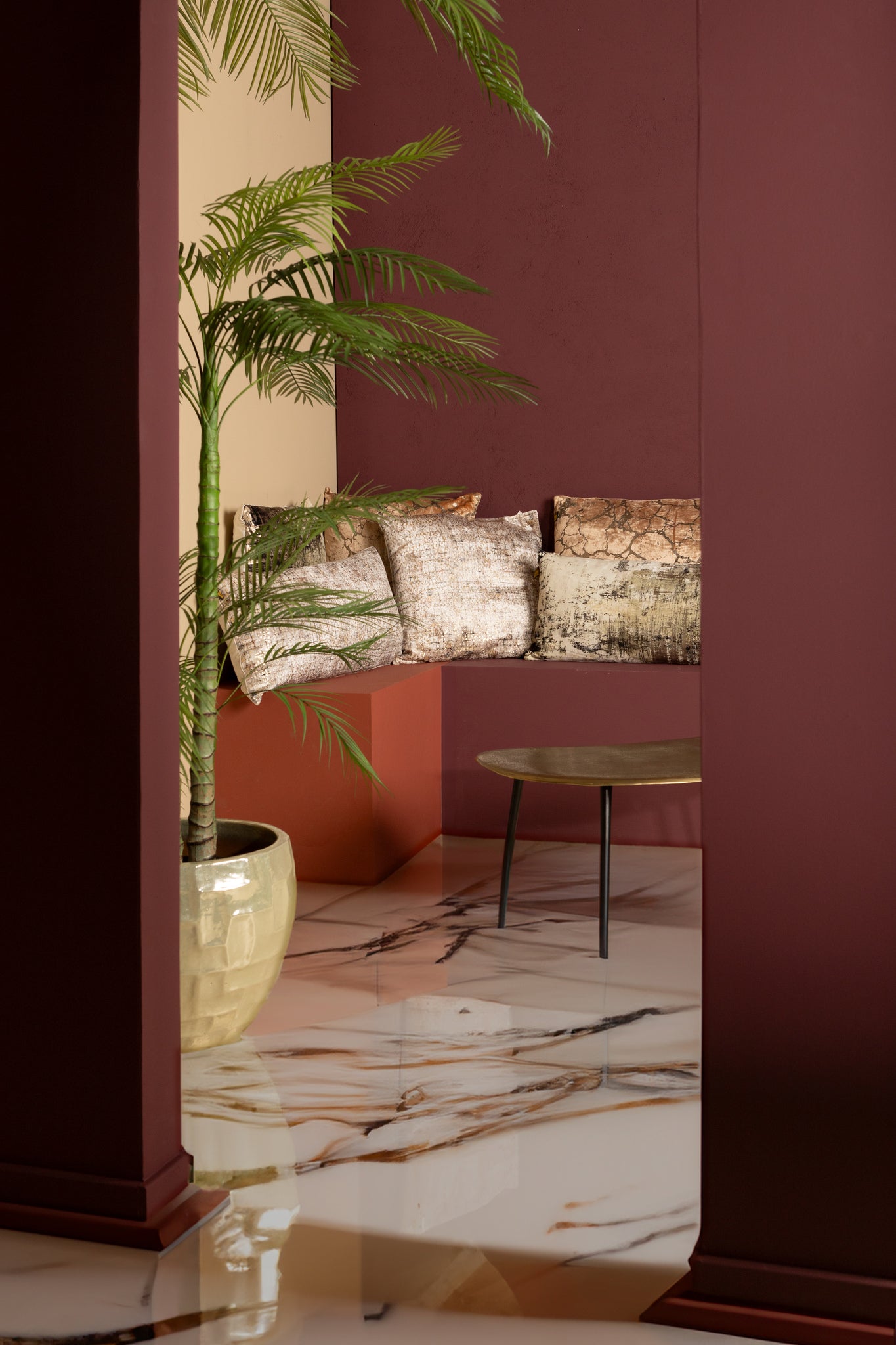 Ceola Green Velvet Square Cushion Distress Print