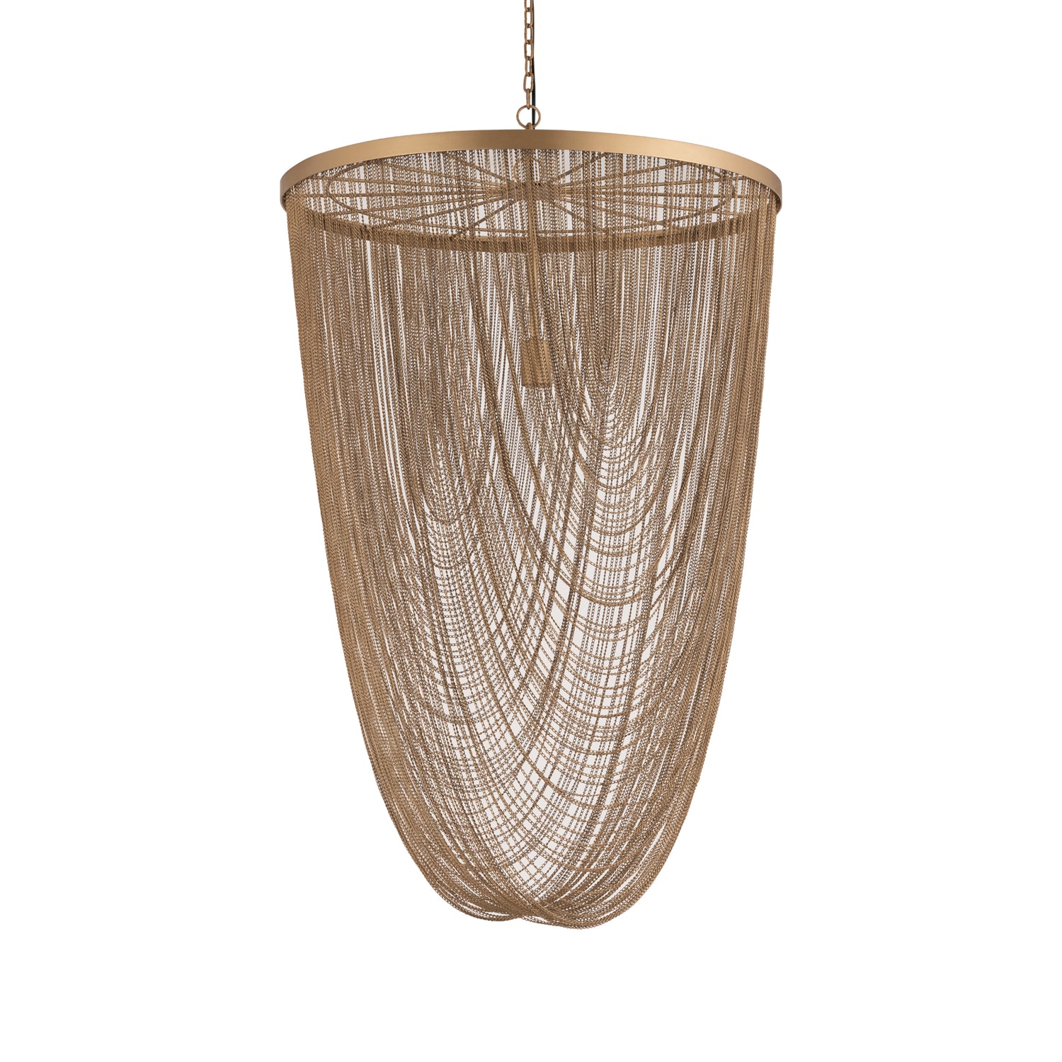 Nishan Gold Iron Chains Round Hanging Lamp L