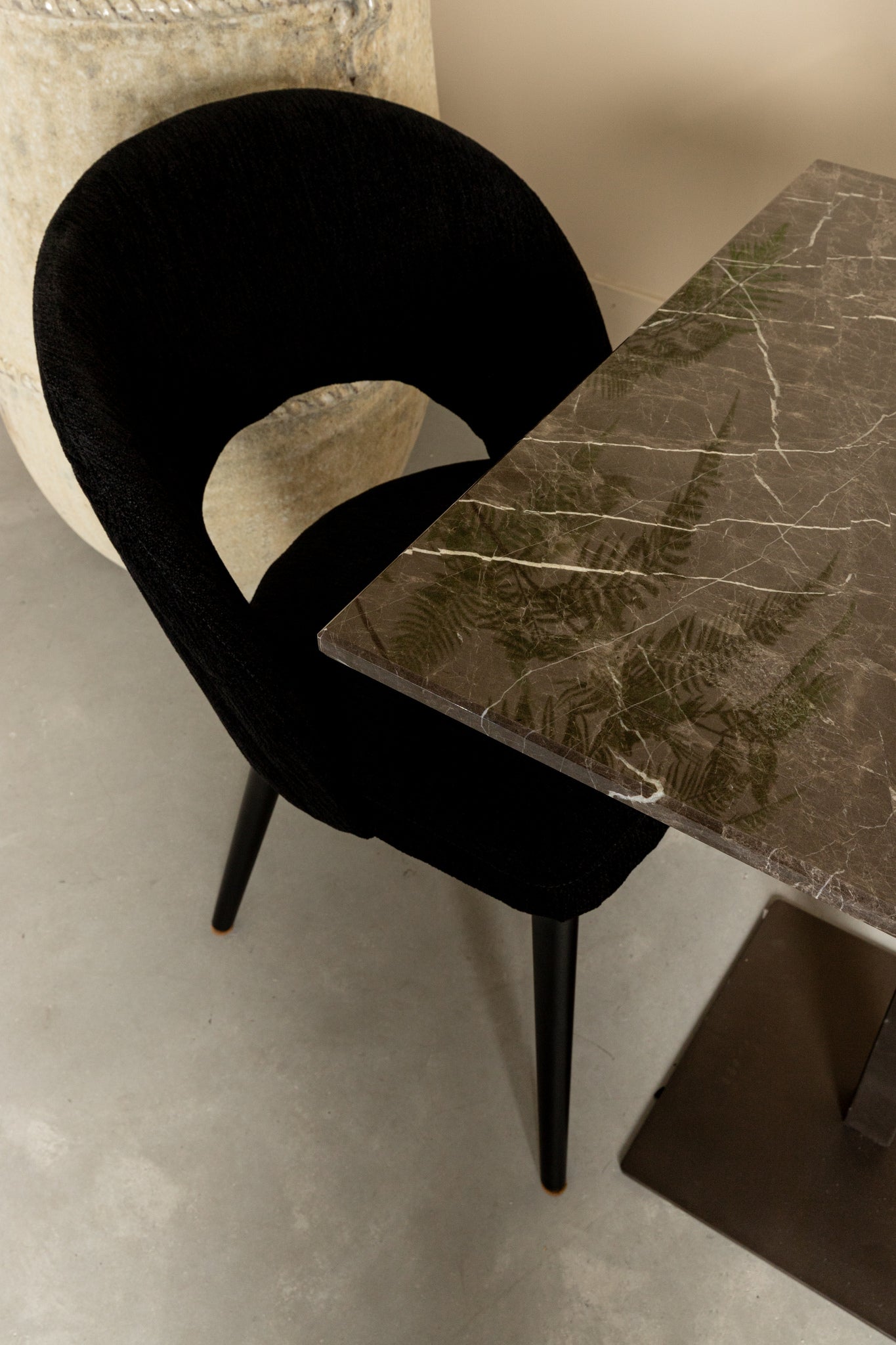 Plaza Bistrotable Square Brown Marble Taupe Base