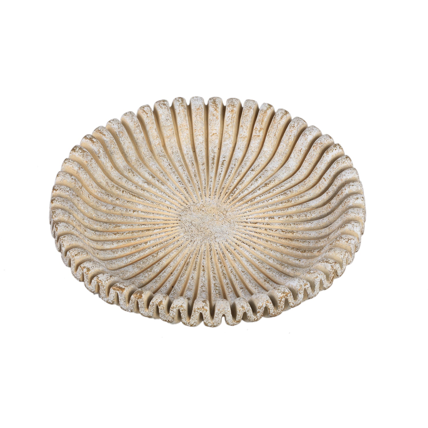 Raffay Cream Cement Round Plate Ribbed Lines L