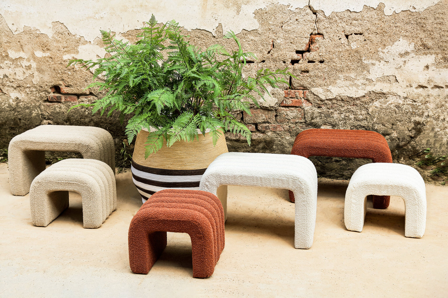 Melano Brown Paper Rope Round Basket W Lines SV3