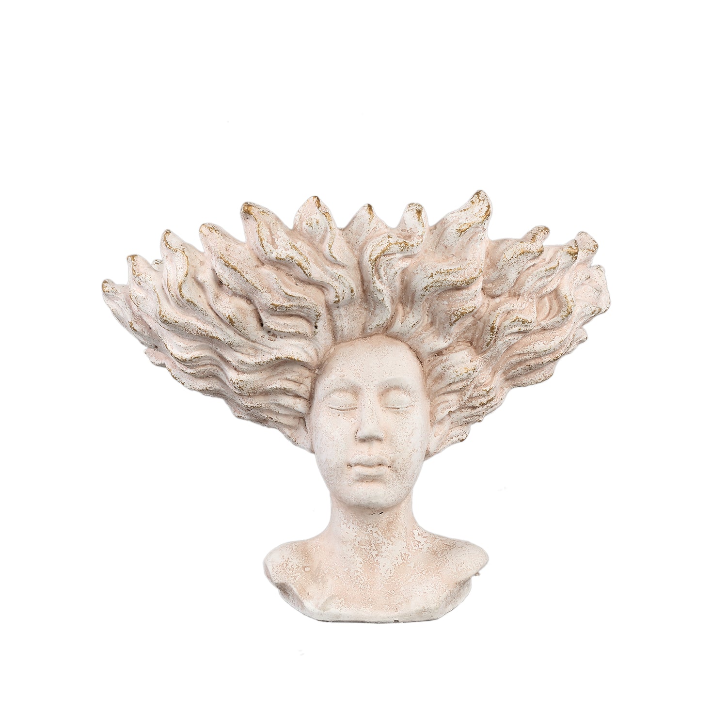 Kimbere Cream Cement Face Shaped Statue Hair S