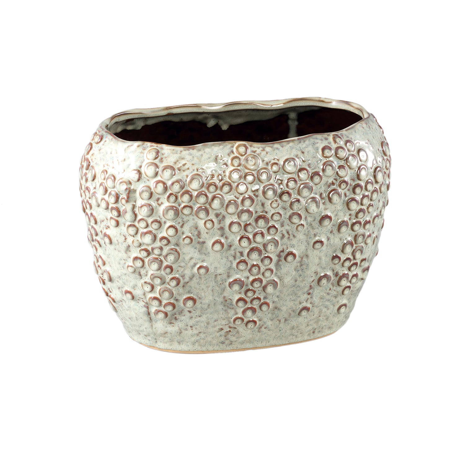 Avis Cream Ceramic Pot Oval Shaped Scales High