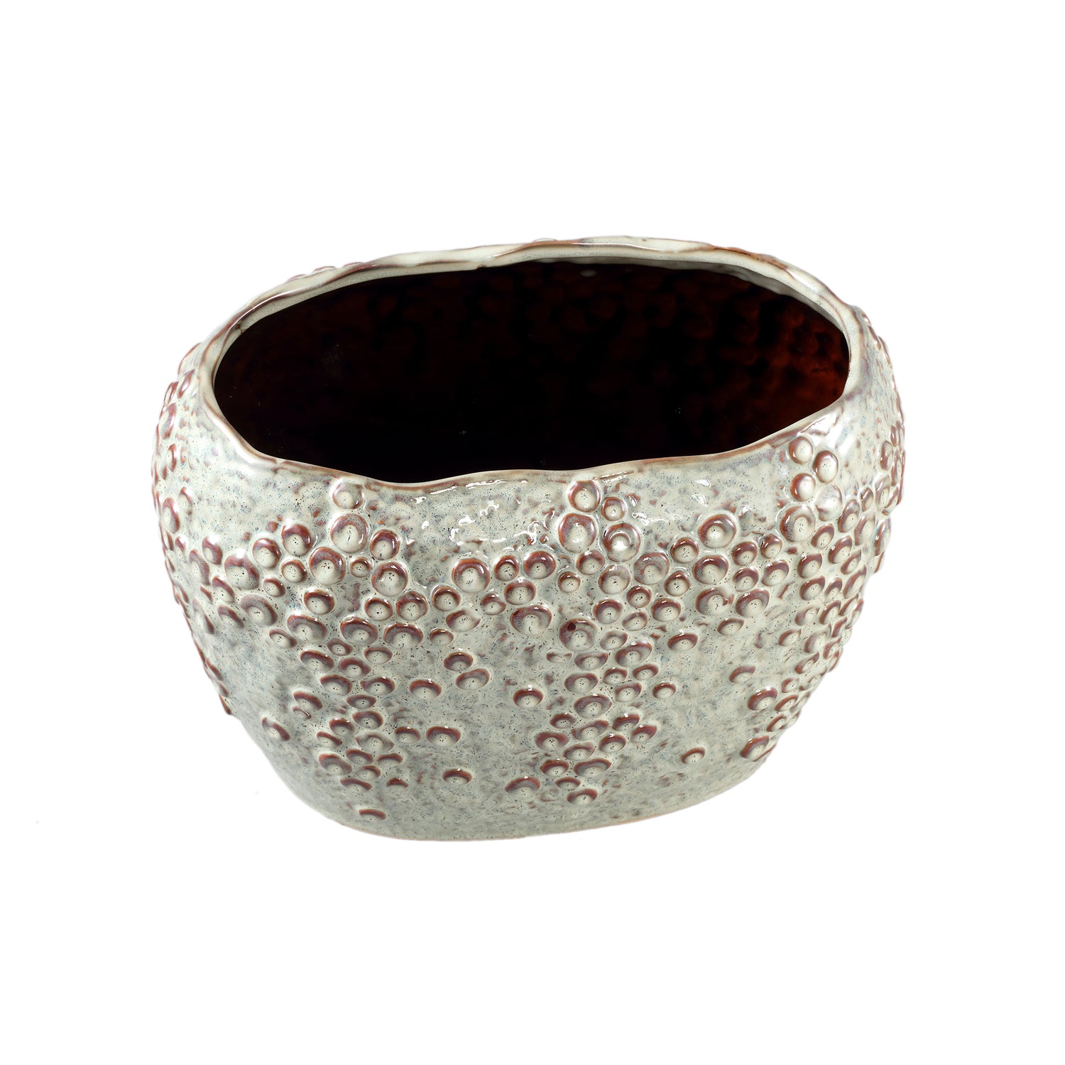Avis Cream Ceramic Pot Oval Shaped Scales High