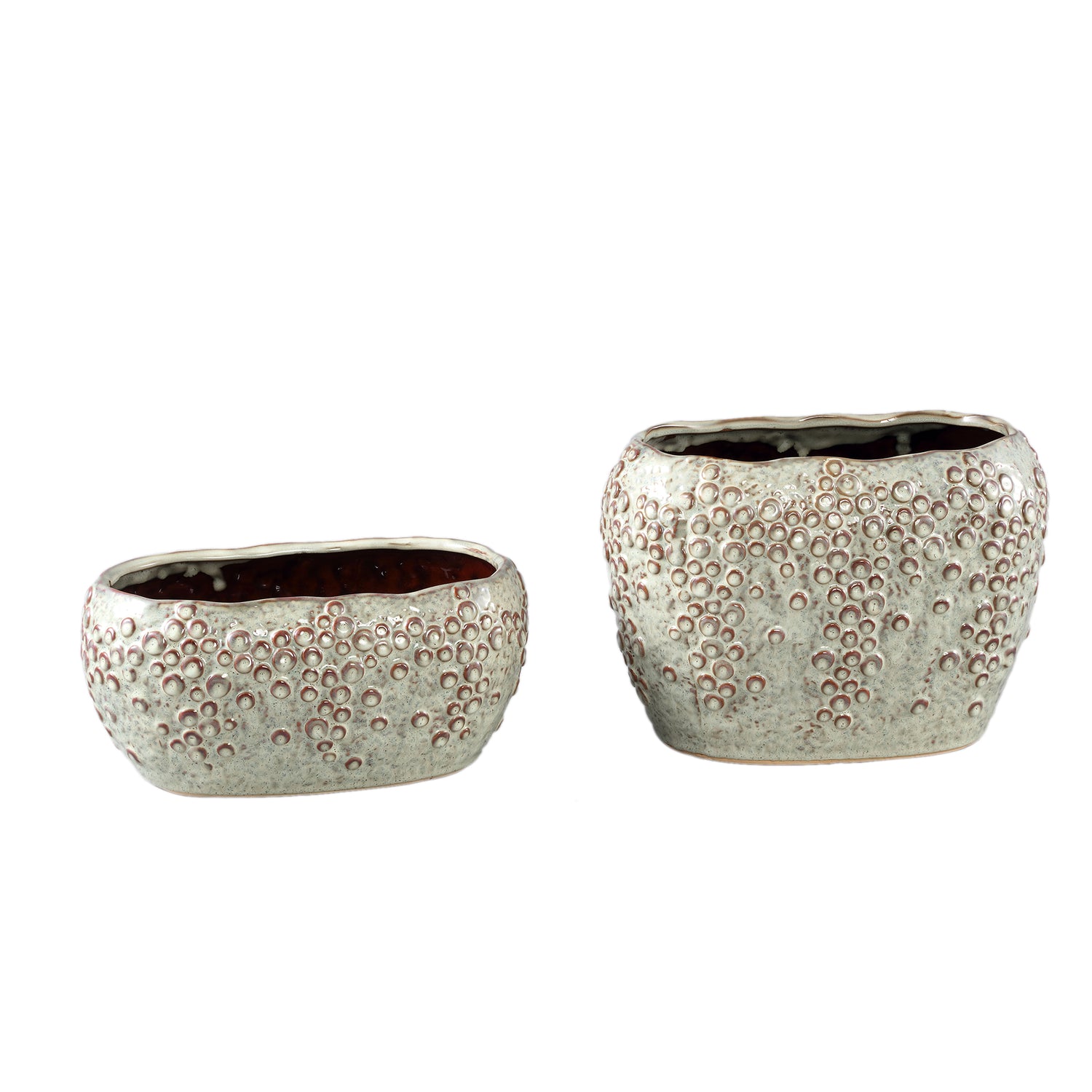 Avis Cream Ceramic Pot Oval Shaped Scales High