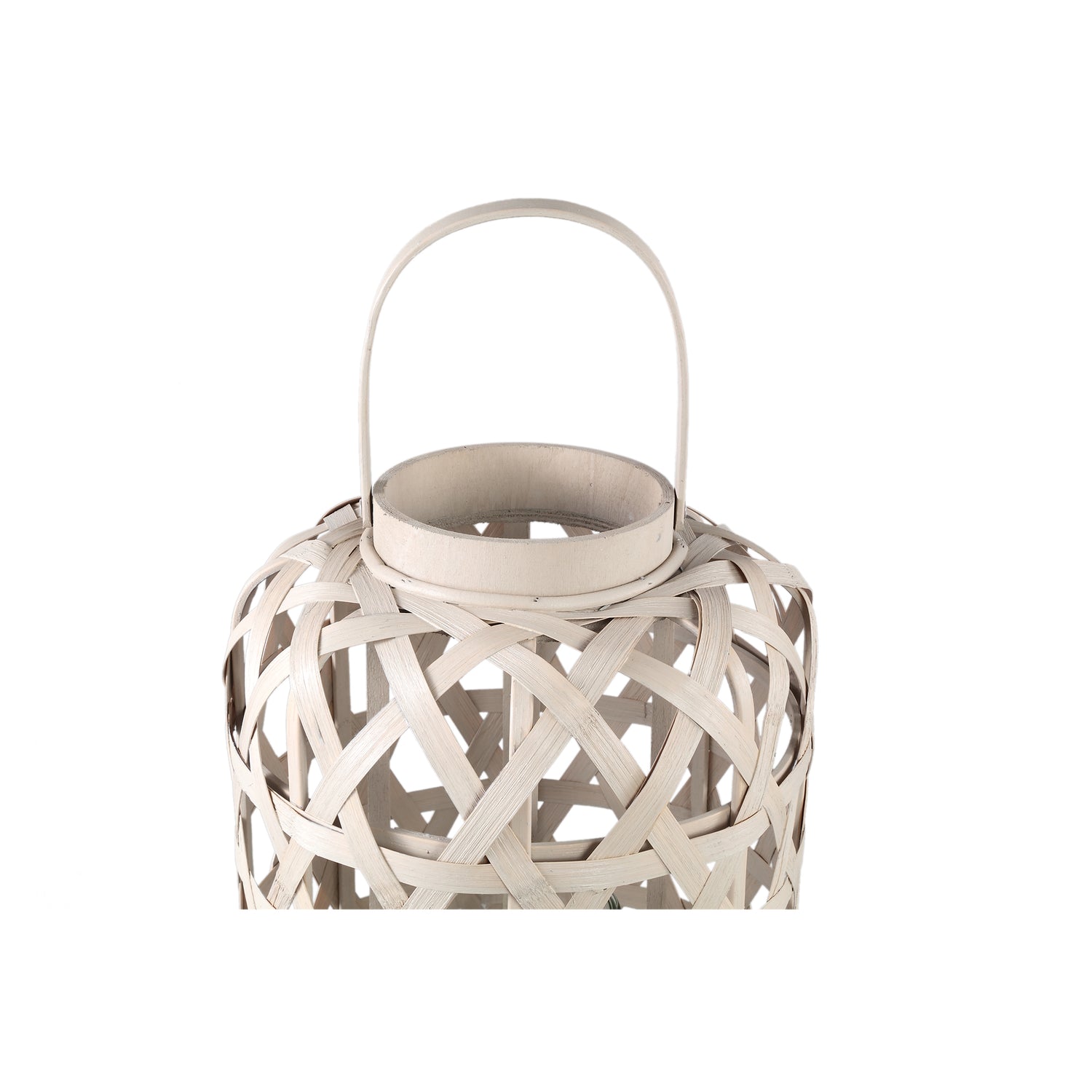 Mayita Sand Round Bamboo Lantern With Glass L