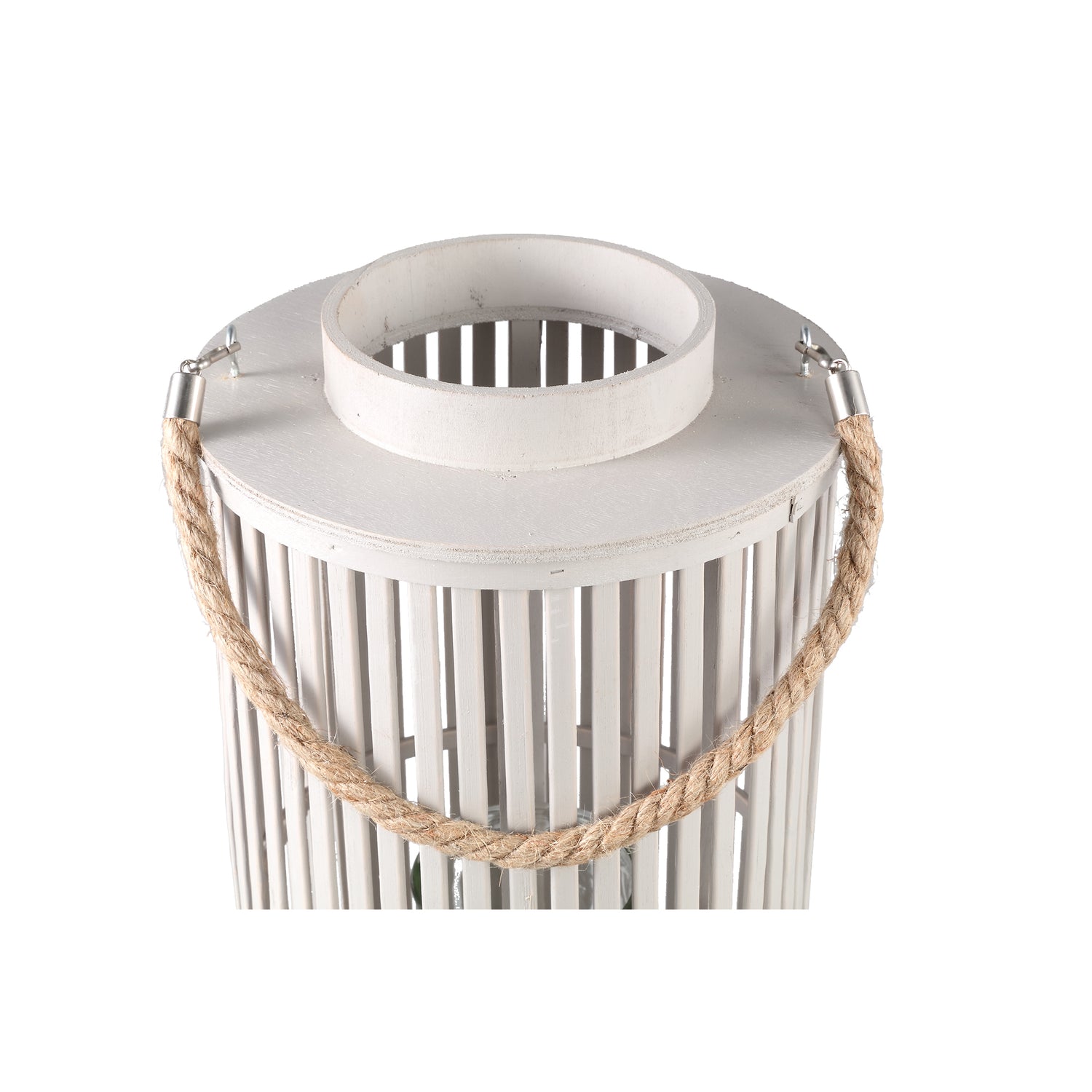 Zafria Cream Round Bamboo Lantern With Glass L