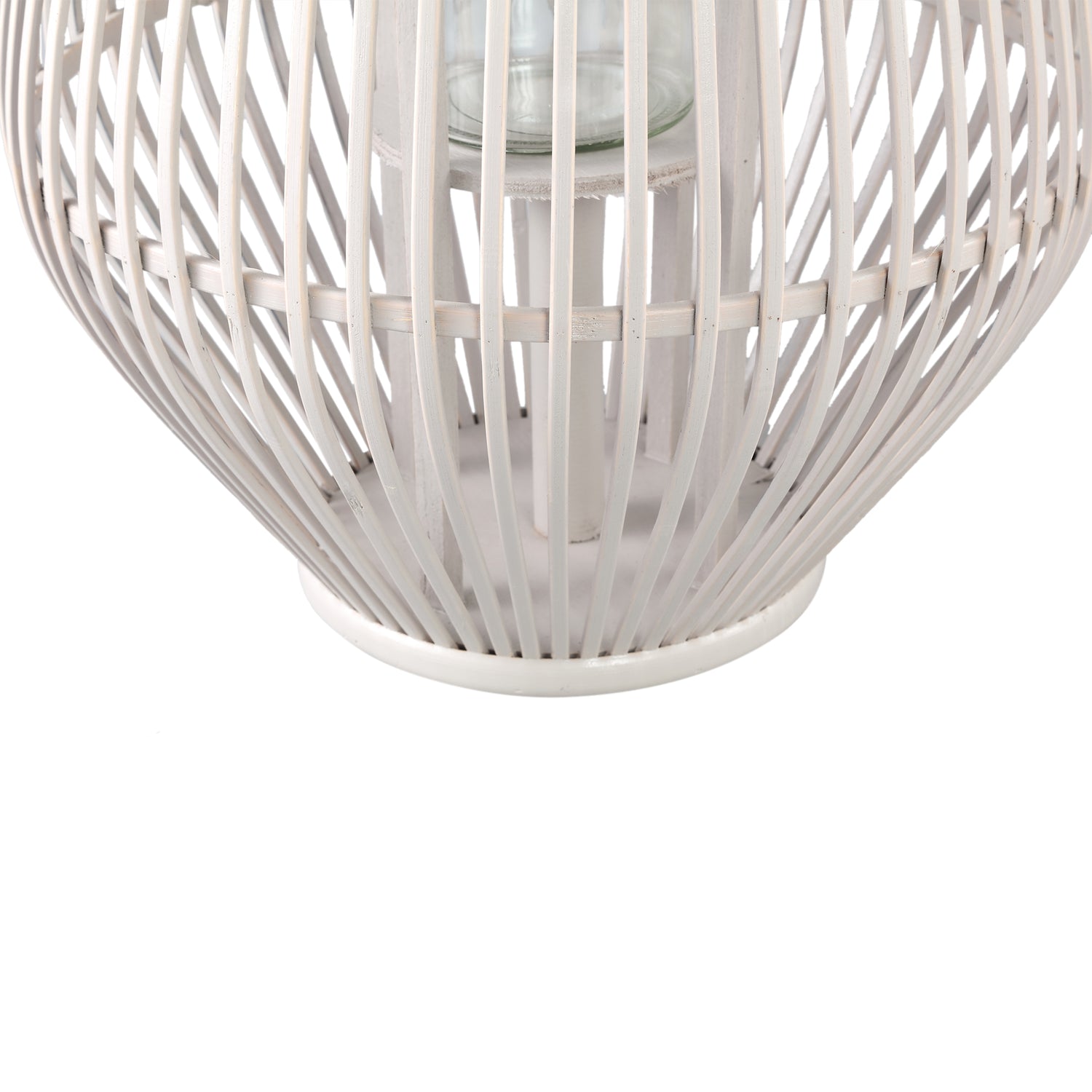 Lysia Sand Round Bamboo Lantern With Glass L