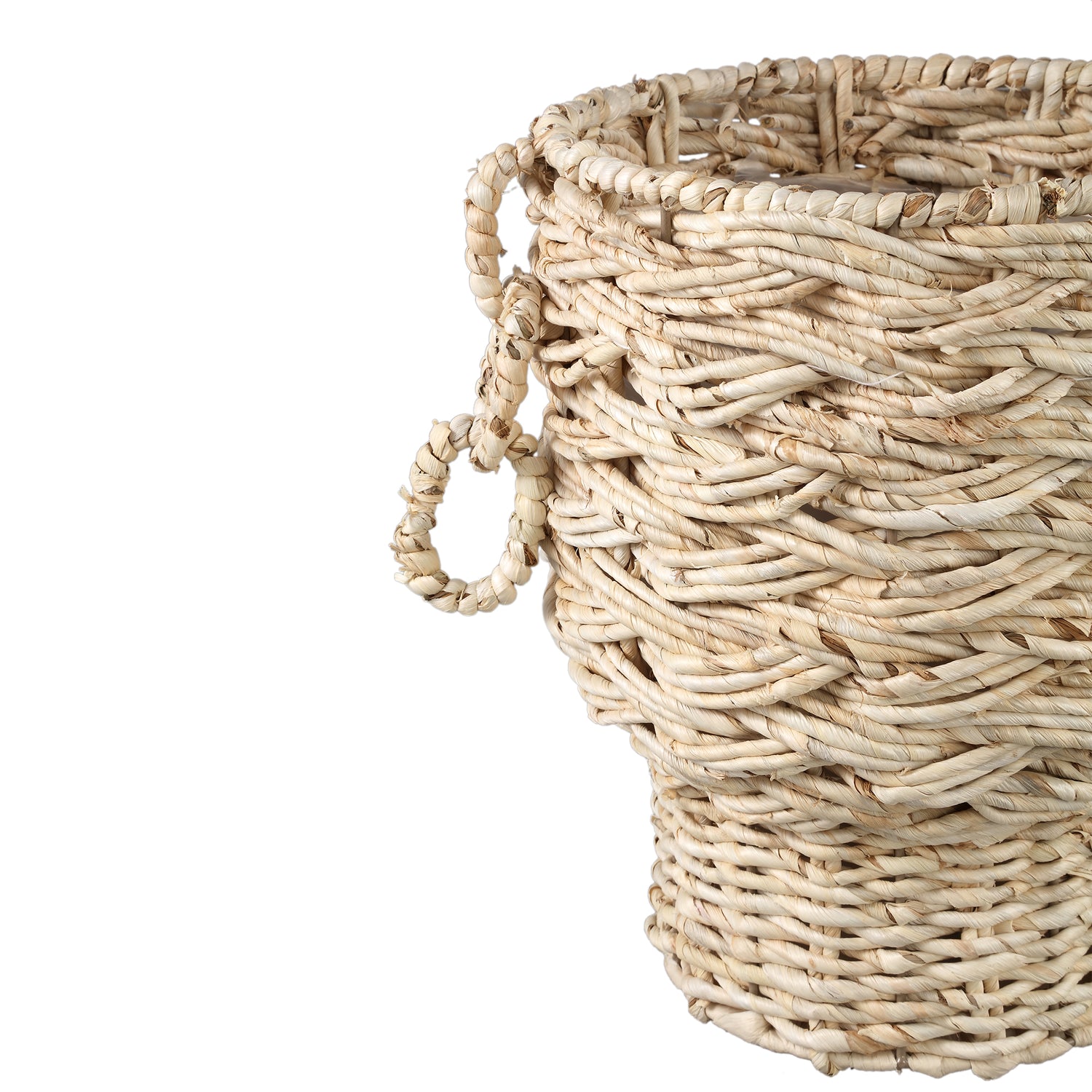 Aleece Natural Cornleaf Basket S/2 Ribbed Round