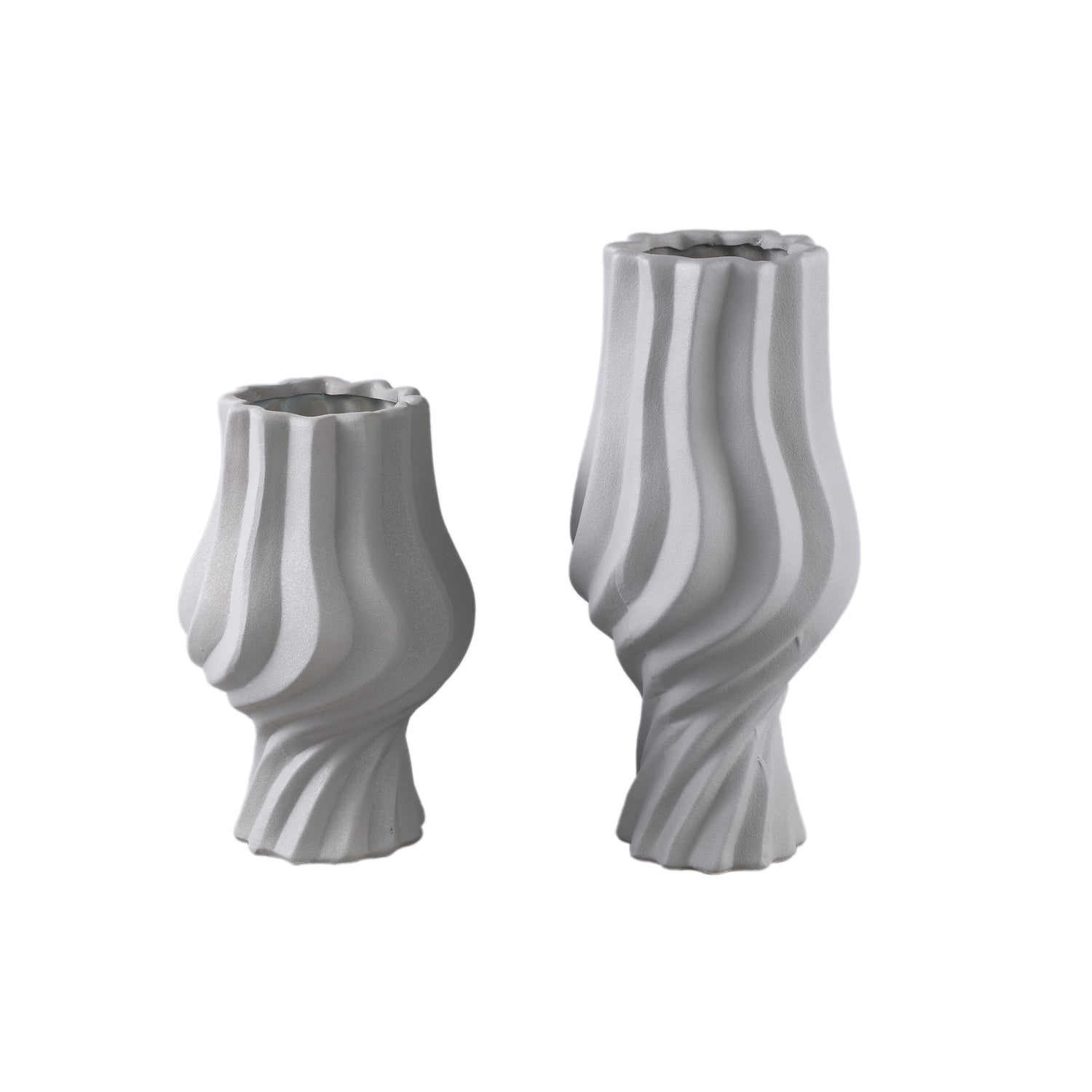 Clair Taupe Ceramic Matt Glazed Swirl Pot On FootS