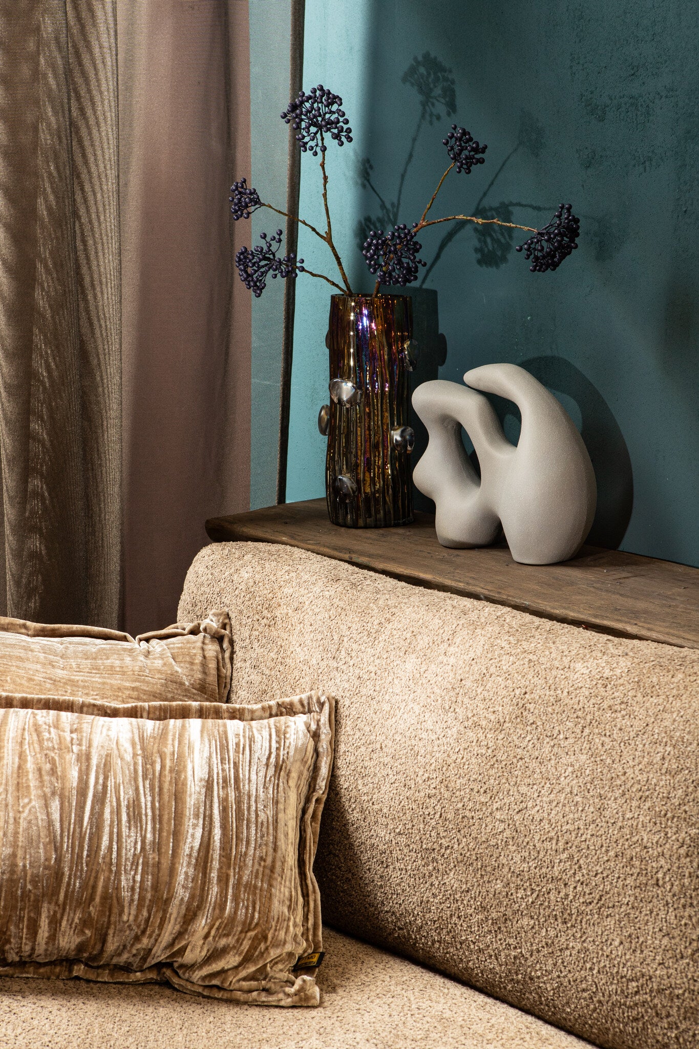 Eddison Taupe Ceramic Matt Glazed Statue Organic