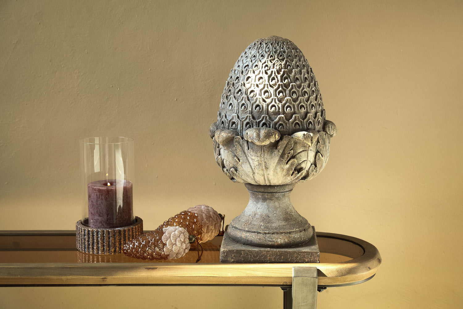 Caibyn Grey Magnesia Pinecone Statue B