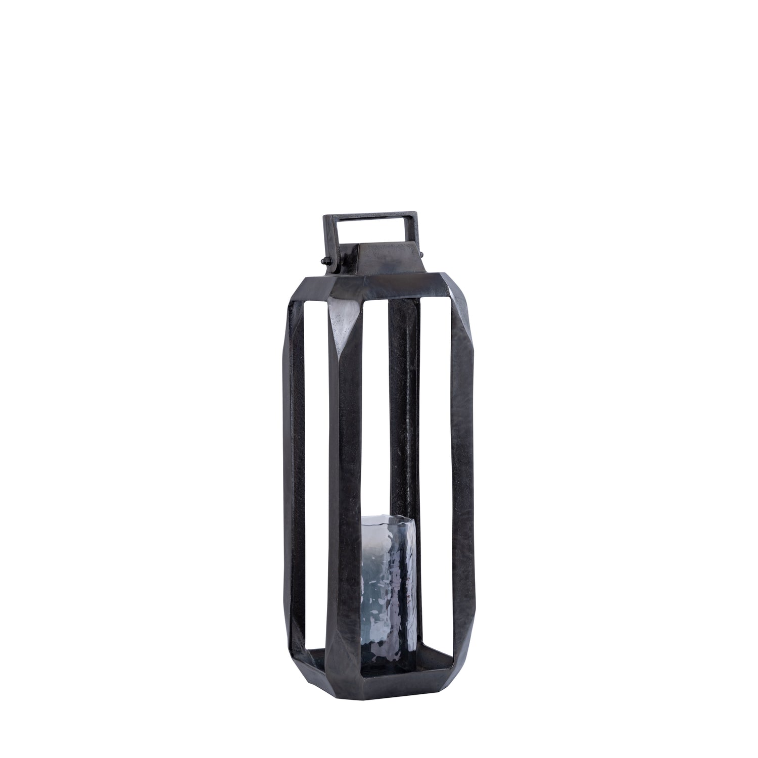 Hythm Black Casted Alu Lantern With Glass S