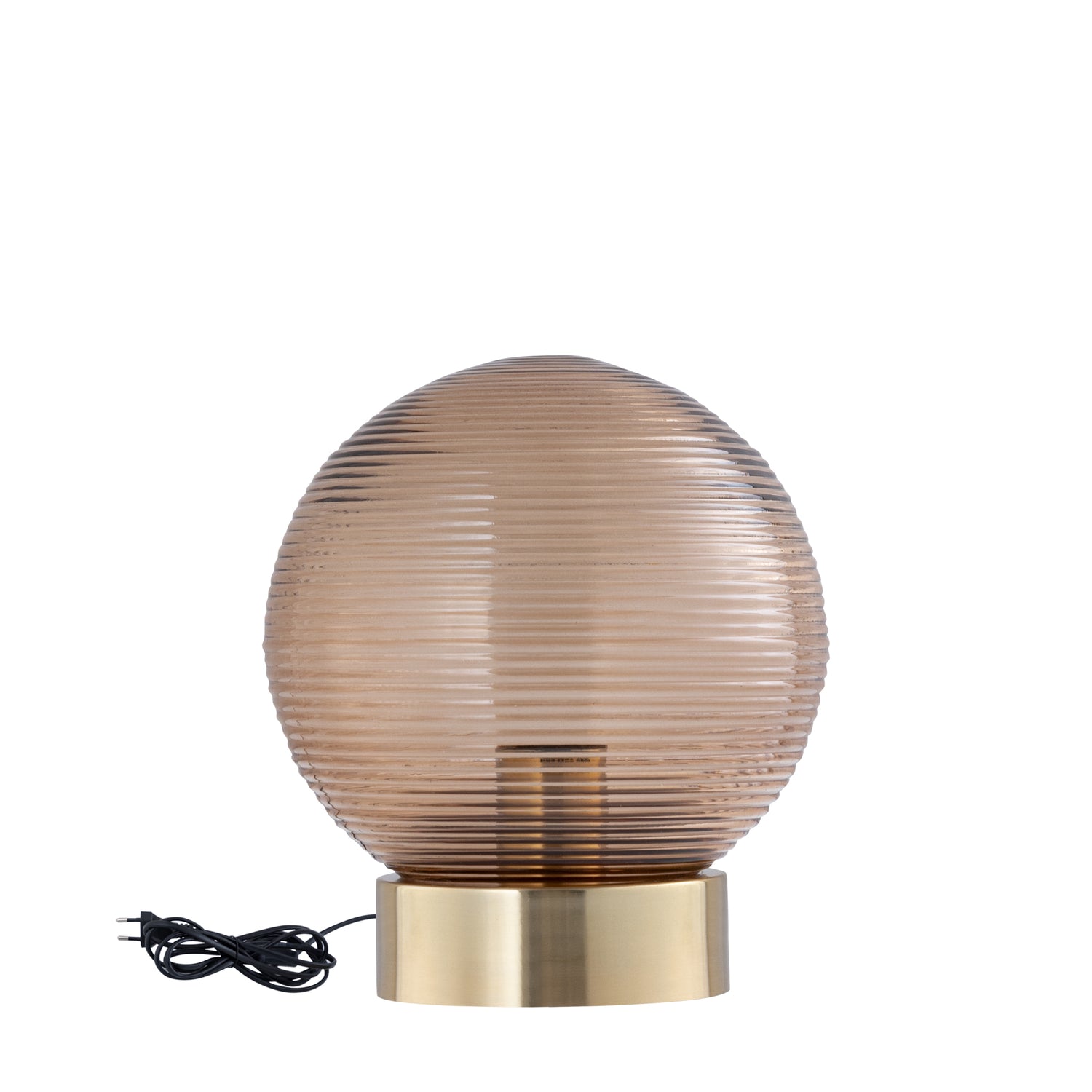 Korrin Brown Embossed Rib Glass Table Lamp Ball S