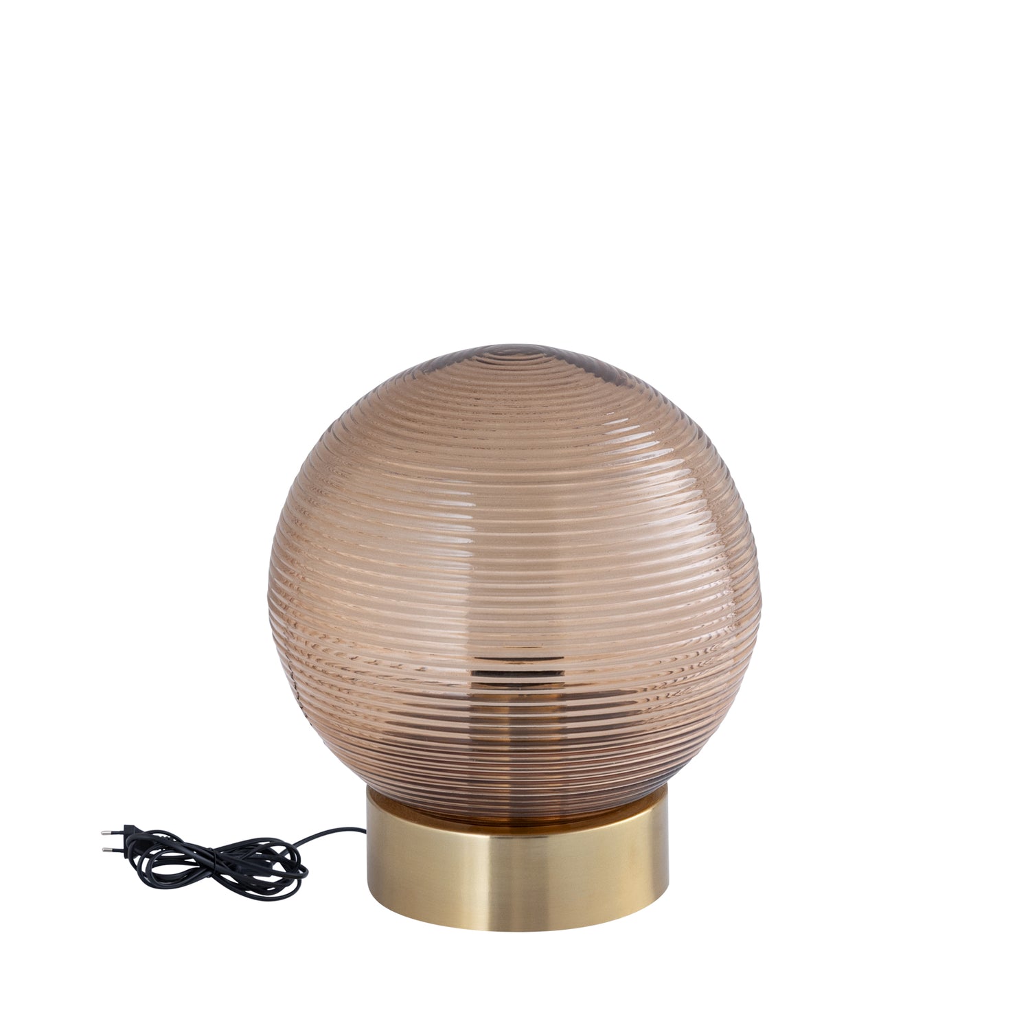 Korrin Brown Embossed Rib Glass Table Lamp Ball S