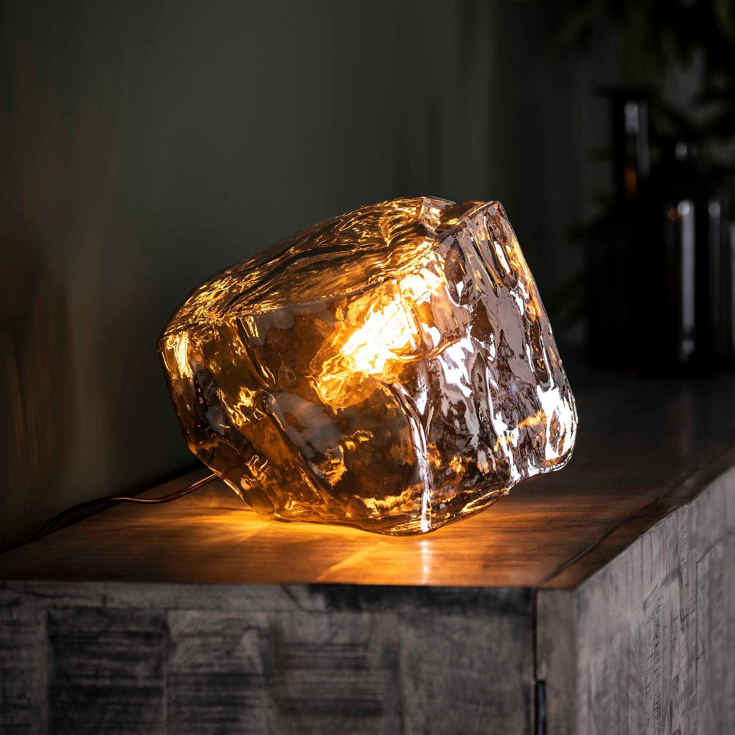 Tafellamp Rock Chromed - 28x28x28 cm - Chromed - Glas