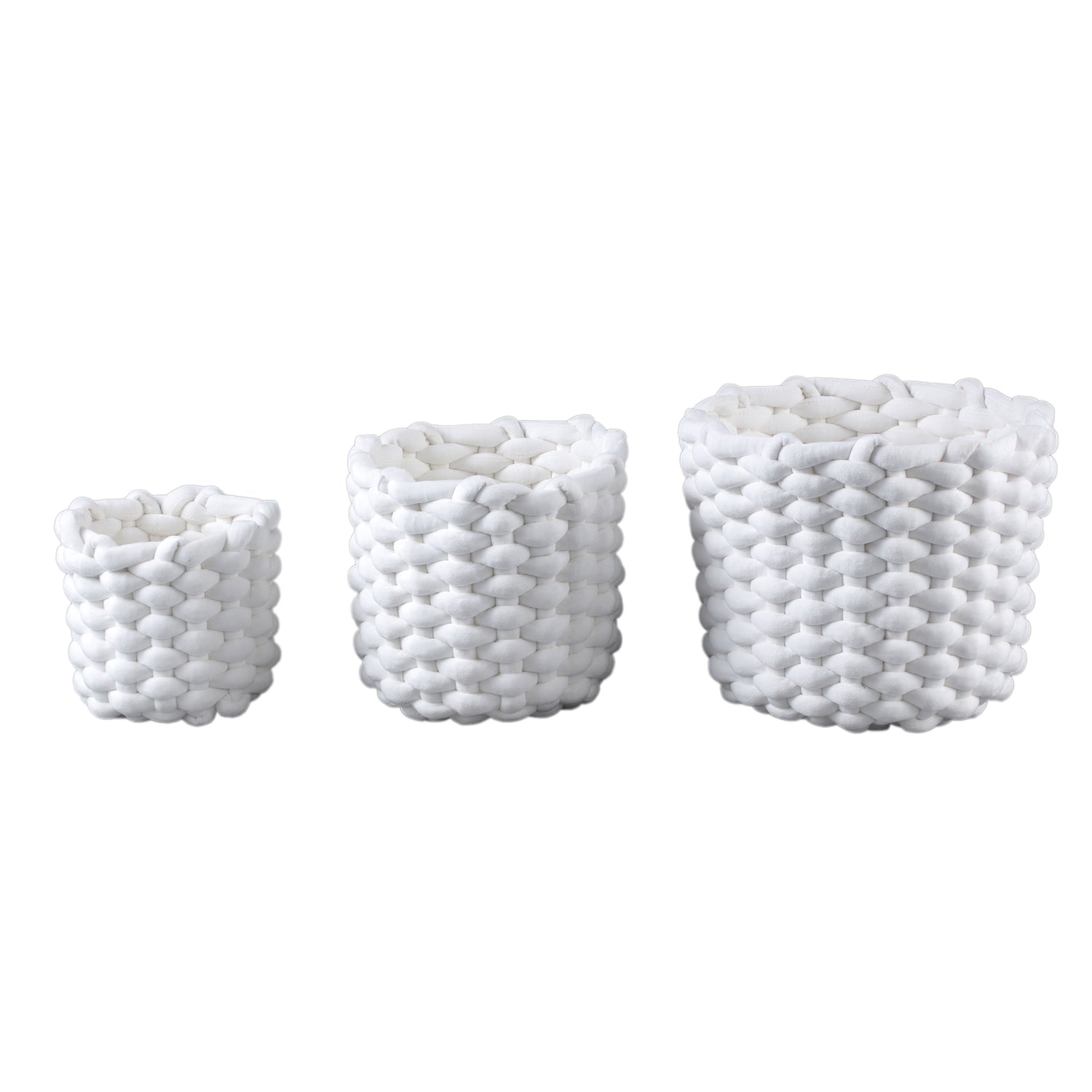 Olliver White Velvet Rope Basket No Handles SV3