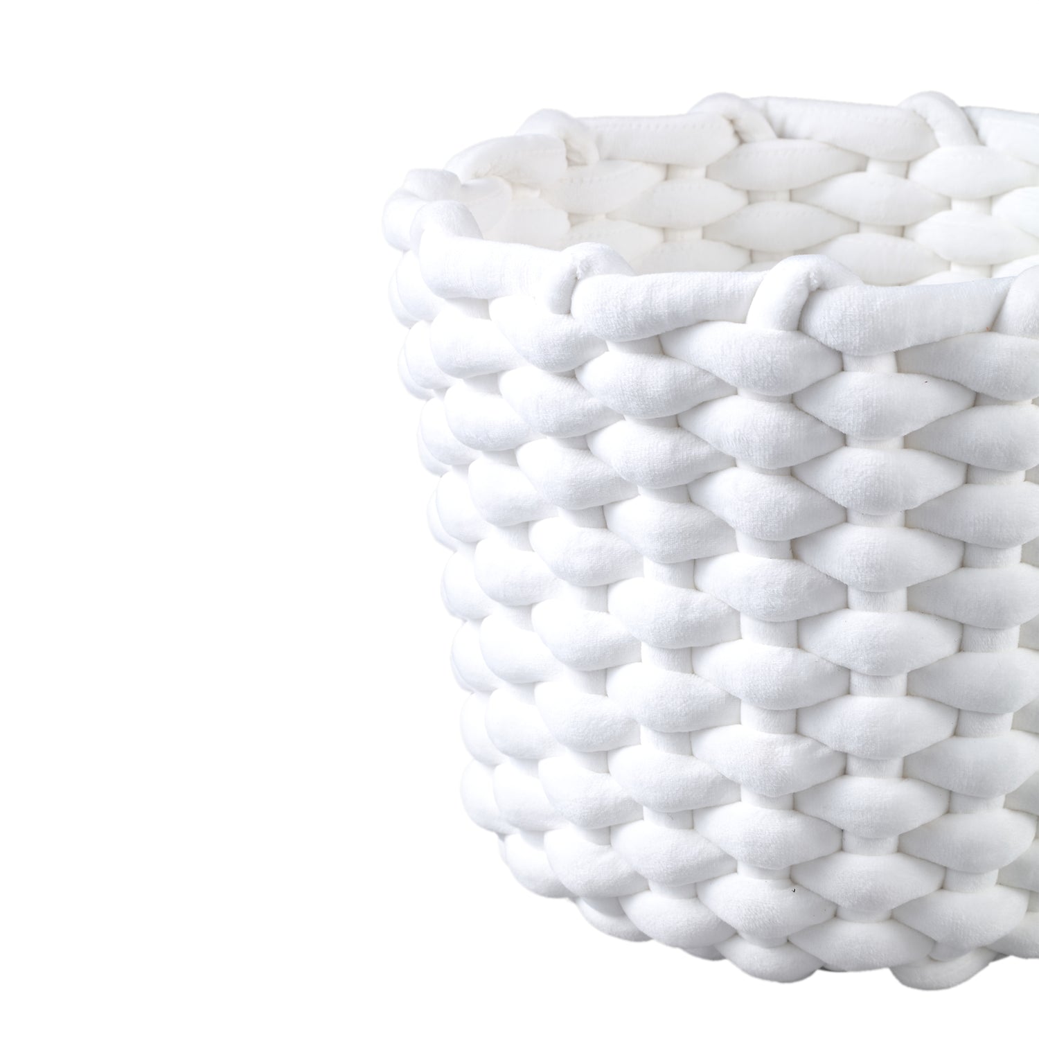 Olliver White Velvet Rope Basket No Handles SV3