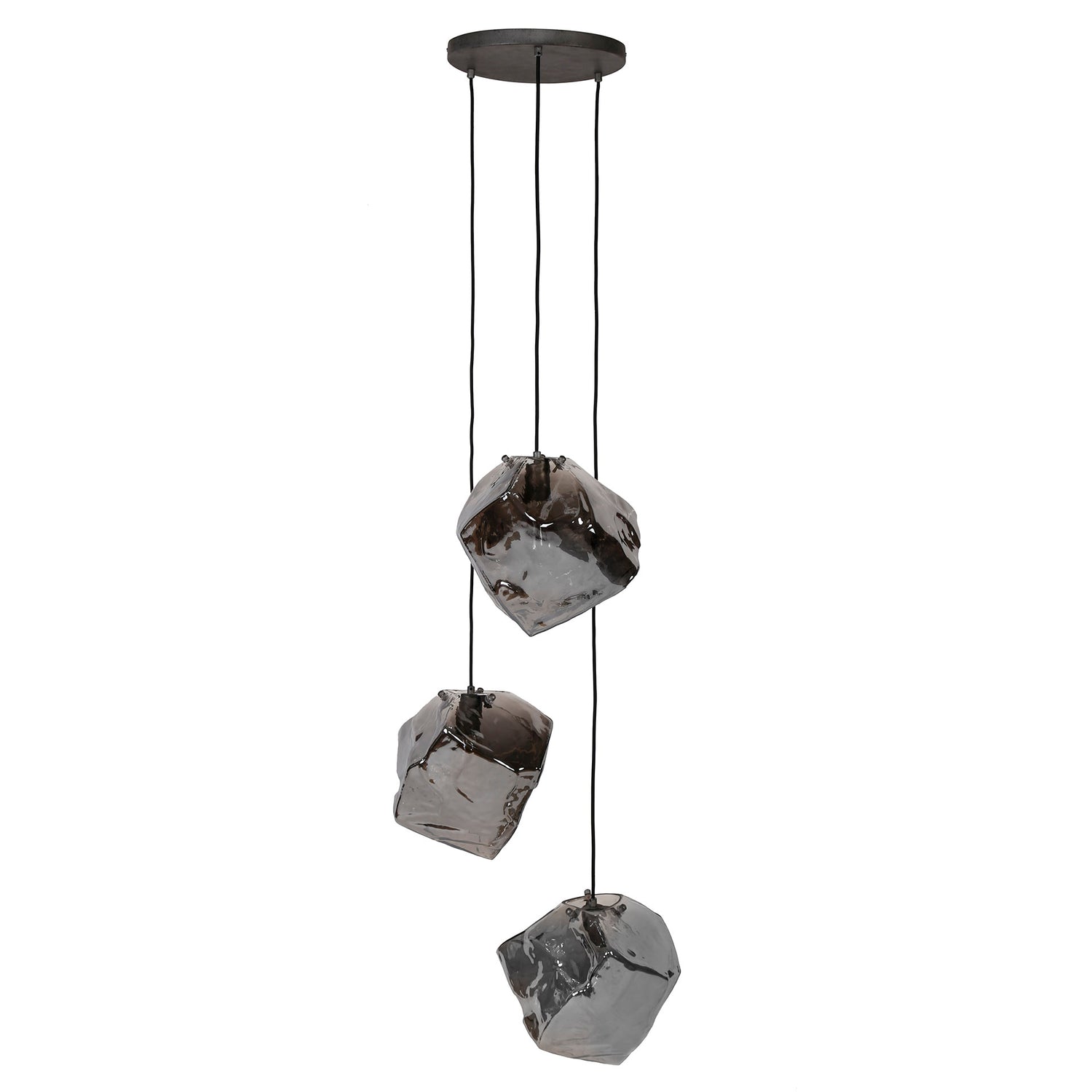 Hanglamp met 3 Lampen Rock Chromed Getrapt - 50x50x150 cm - Chromed - Glas