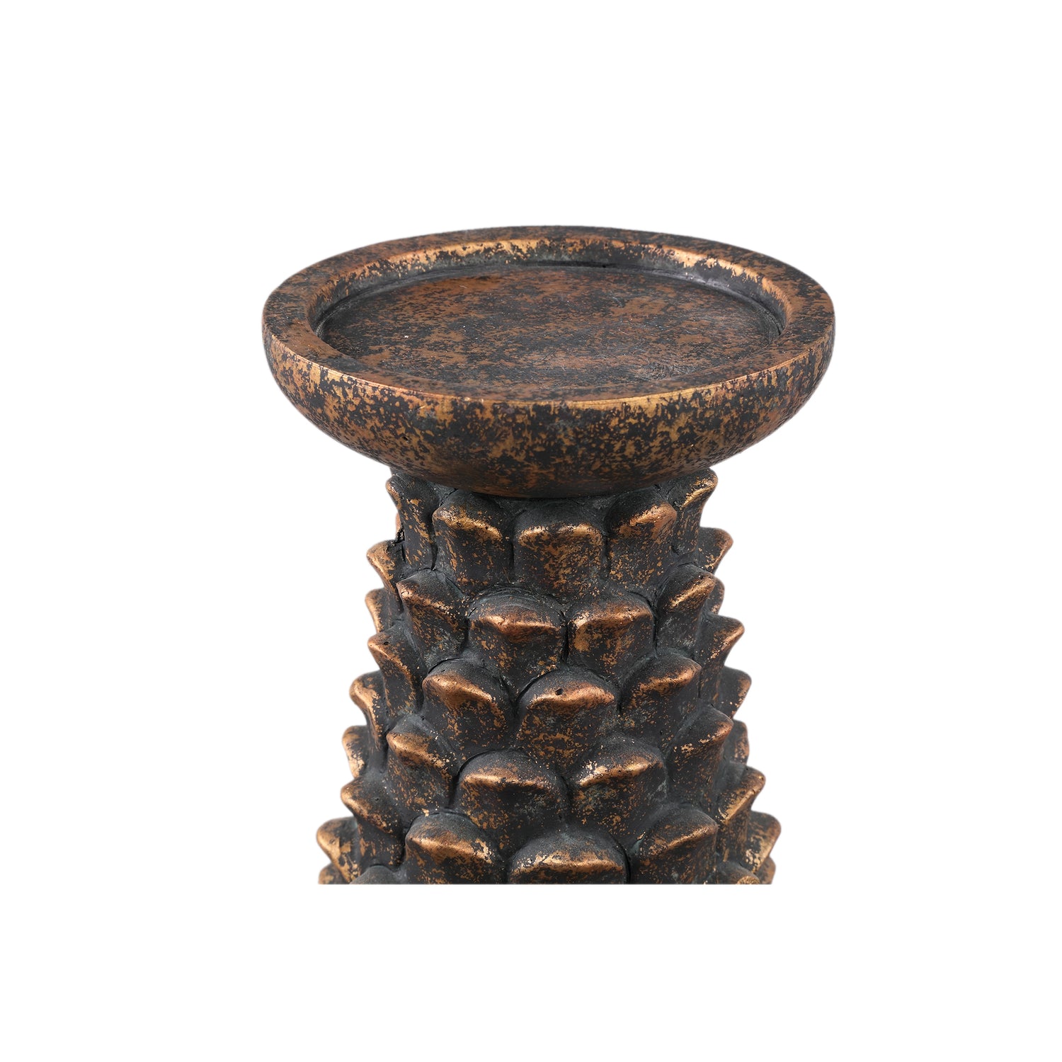 Khaya Black Cement Pinecone Candleholder L